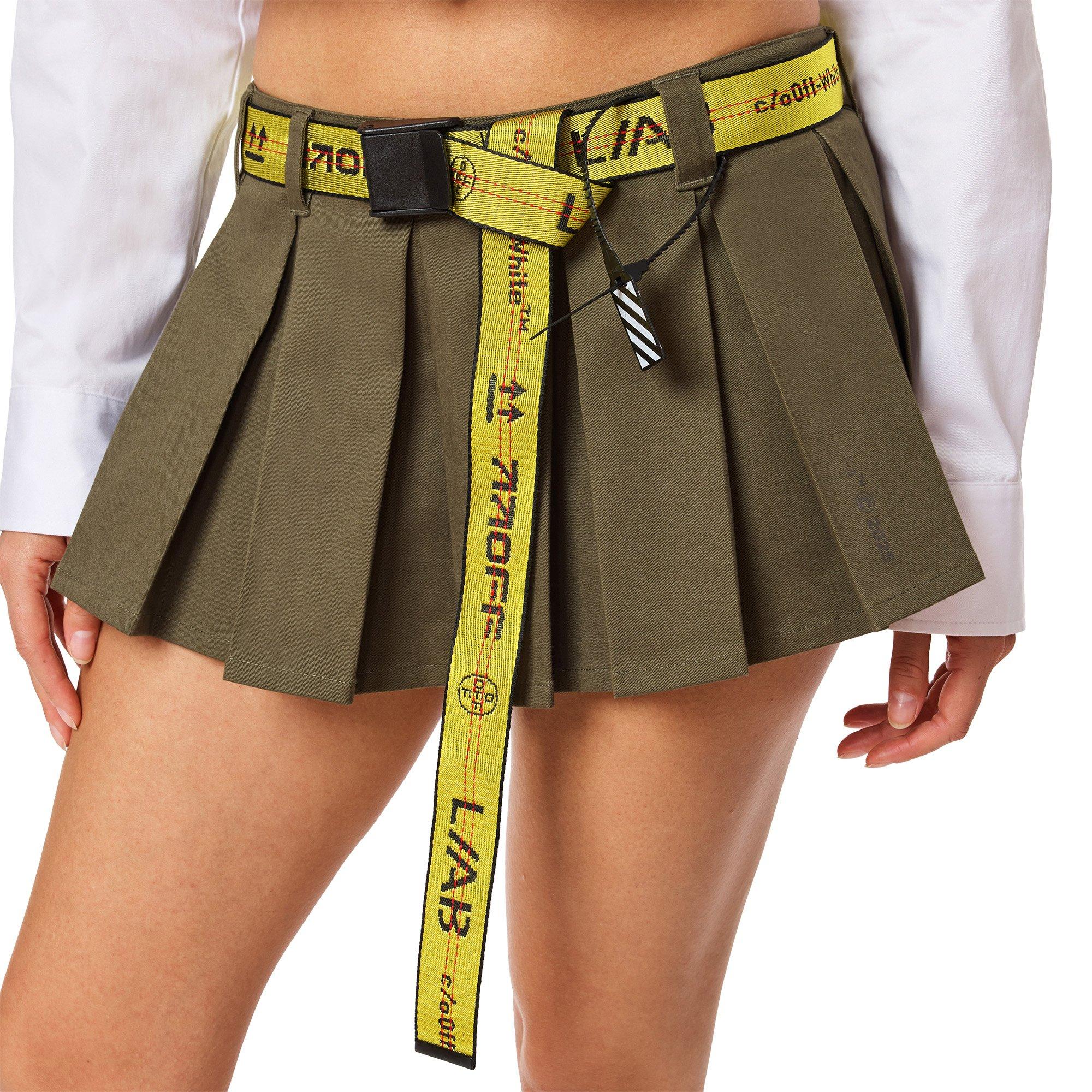 L/AB c/o Off-White Women's Twill Mini Skirt with Belt - OLIVE