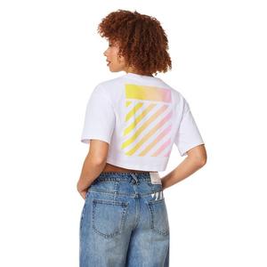 L/AB c/o Off-White Women's Gradient Logo Cropped Tee - WHITE/MULTI