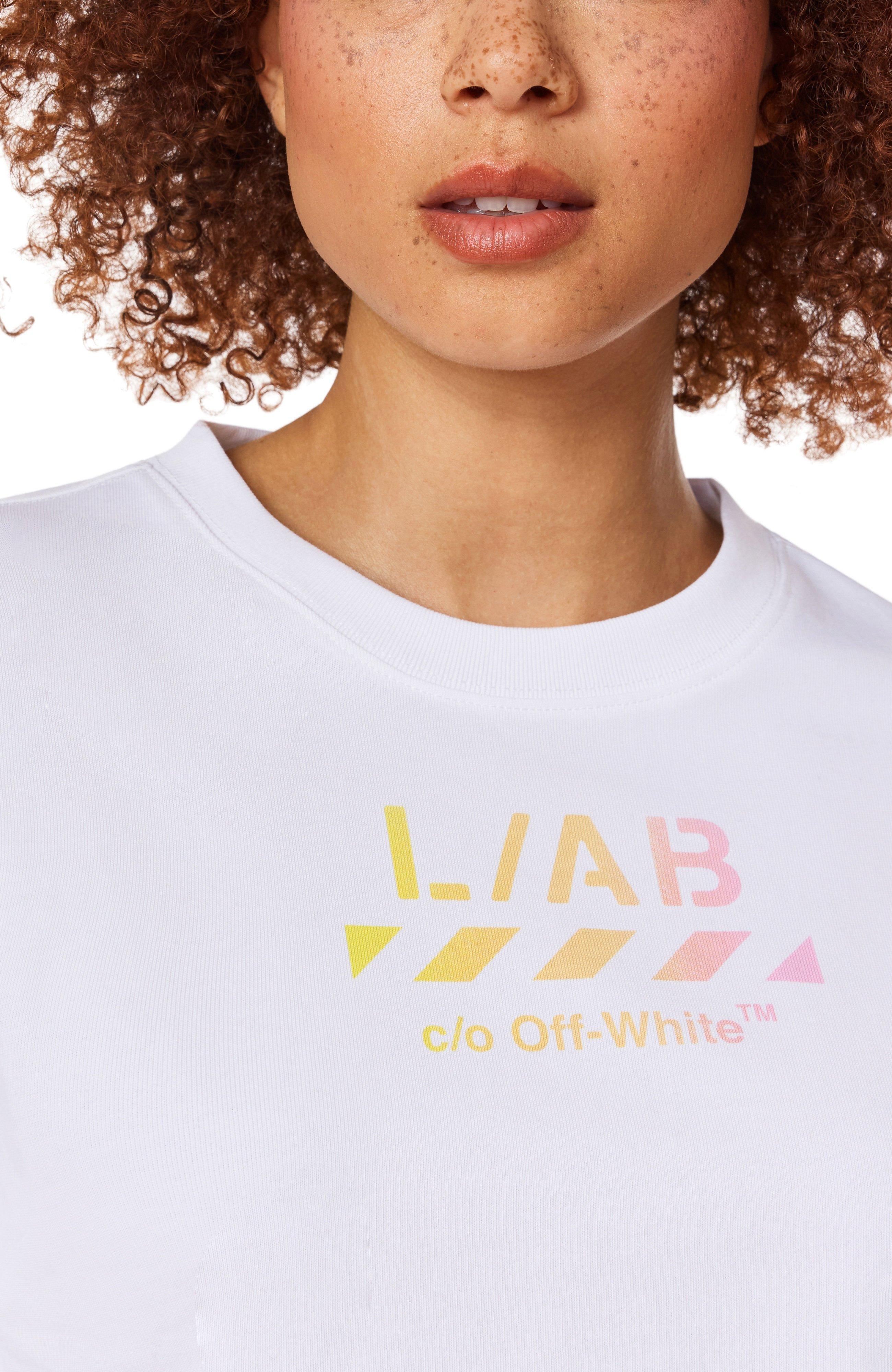 L/AB c/o Off-White Women's Gradient Logo Cropped Tee - WHITE/MULTI