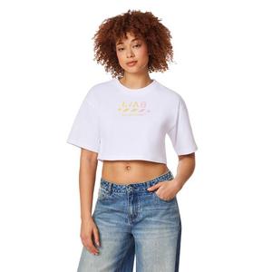 L/AB c/o Off-White Women's Gradient Logo Cropped Tee - WHITE/MULTI