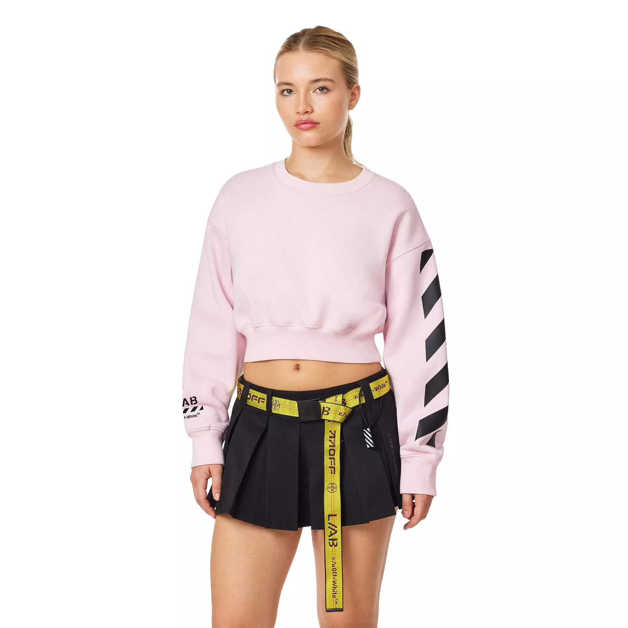 L/AB c/o Off-White Women's Logo Cropped Crew - Pink - PINK
