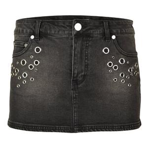 FA26 PLAY GROMET DENIM SKIRT - BLACK WASH DENIM