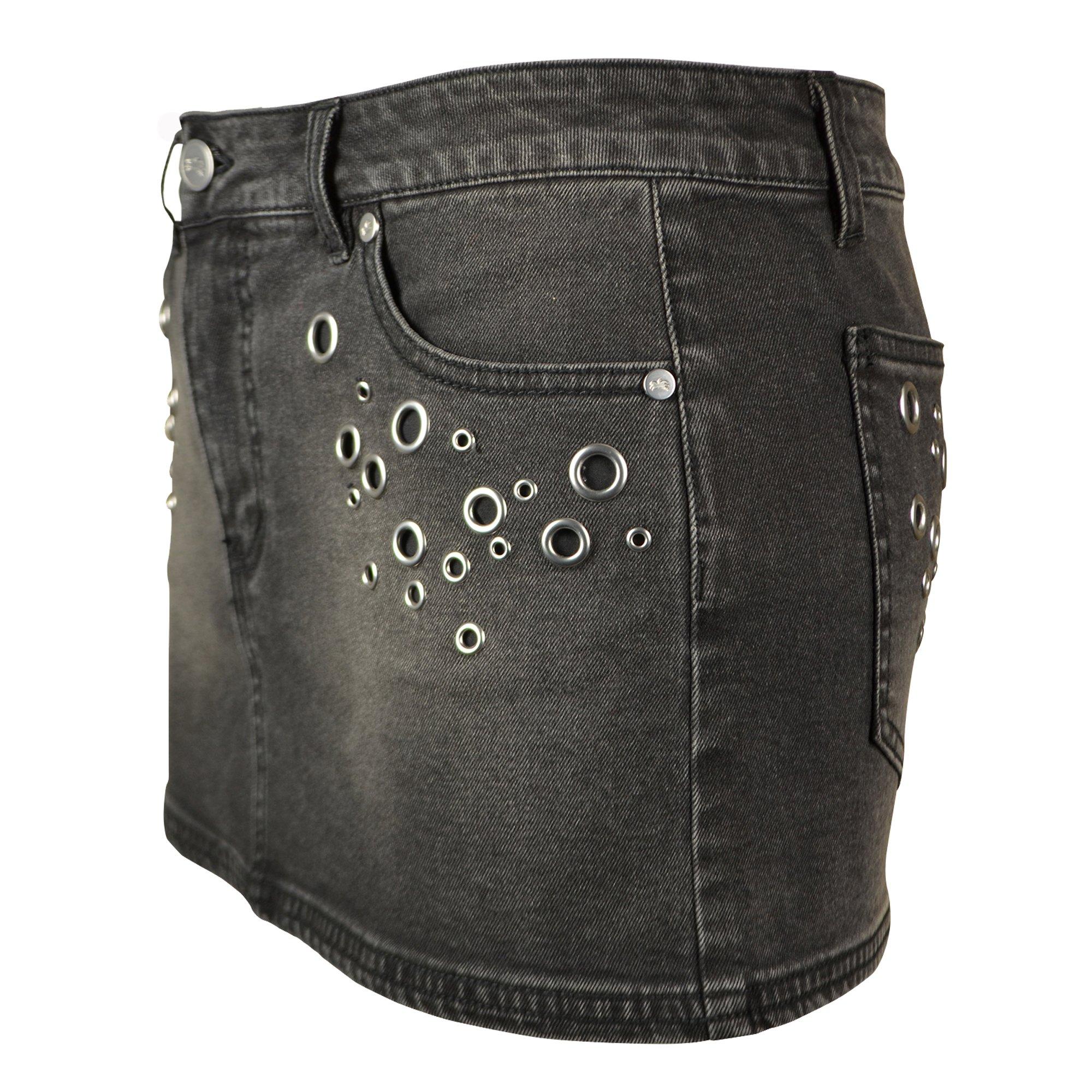 FA26 PLAY GROMET DENIM SKIRT - BLACK WASH DENIM