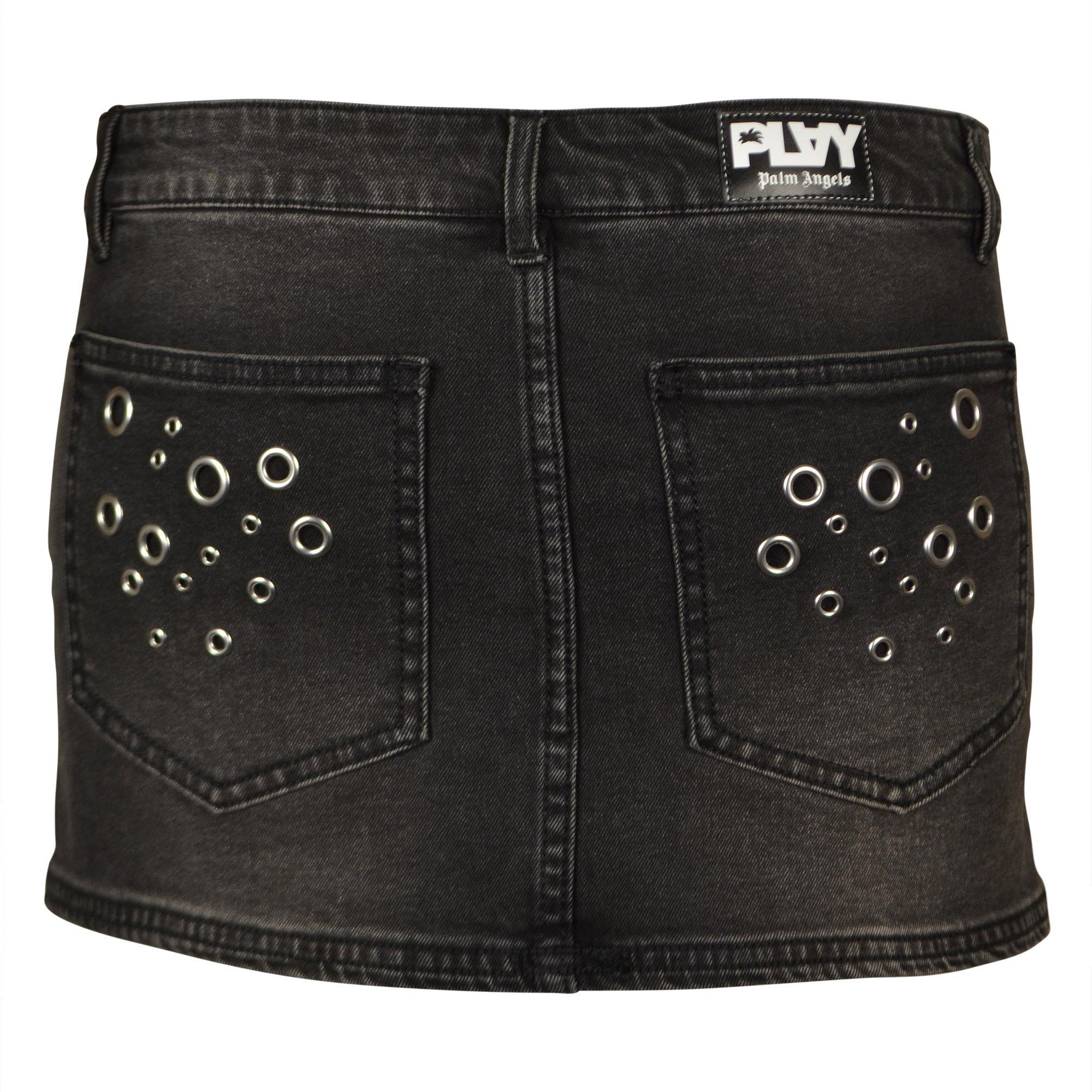 FA26 PLAY GROMET DENIM SKIRT - BLACK WASH DENIM