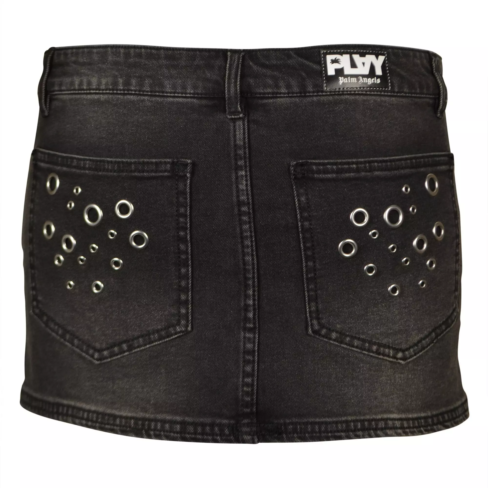 FA26 PLAY GROMET DENIM SKIRT - BLACK WASH DENIM