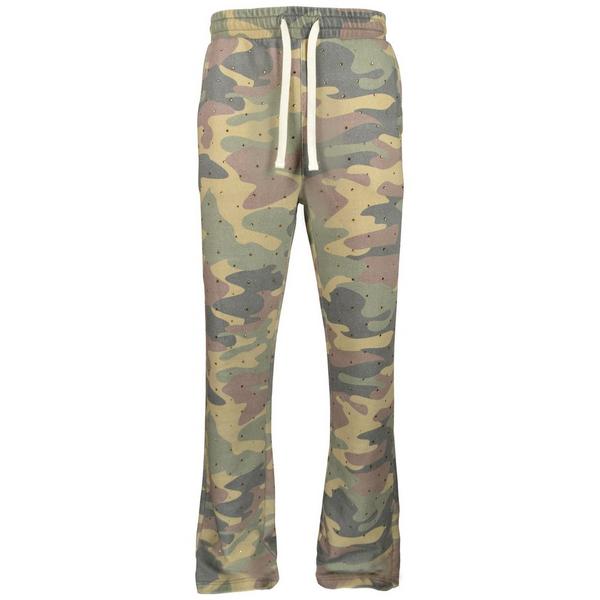 Reason Men's Washed Rhinestone Stacked Pants - Camo