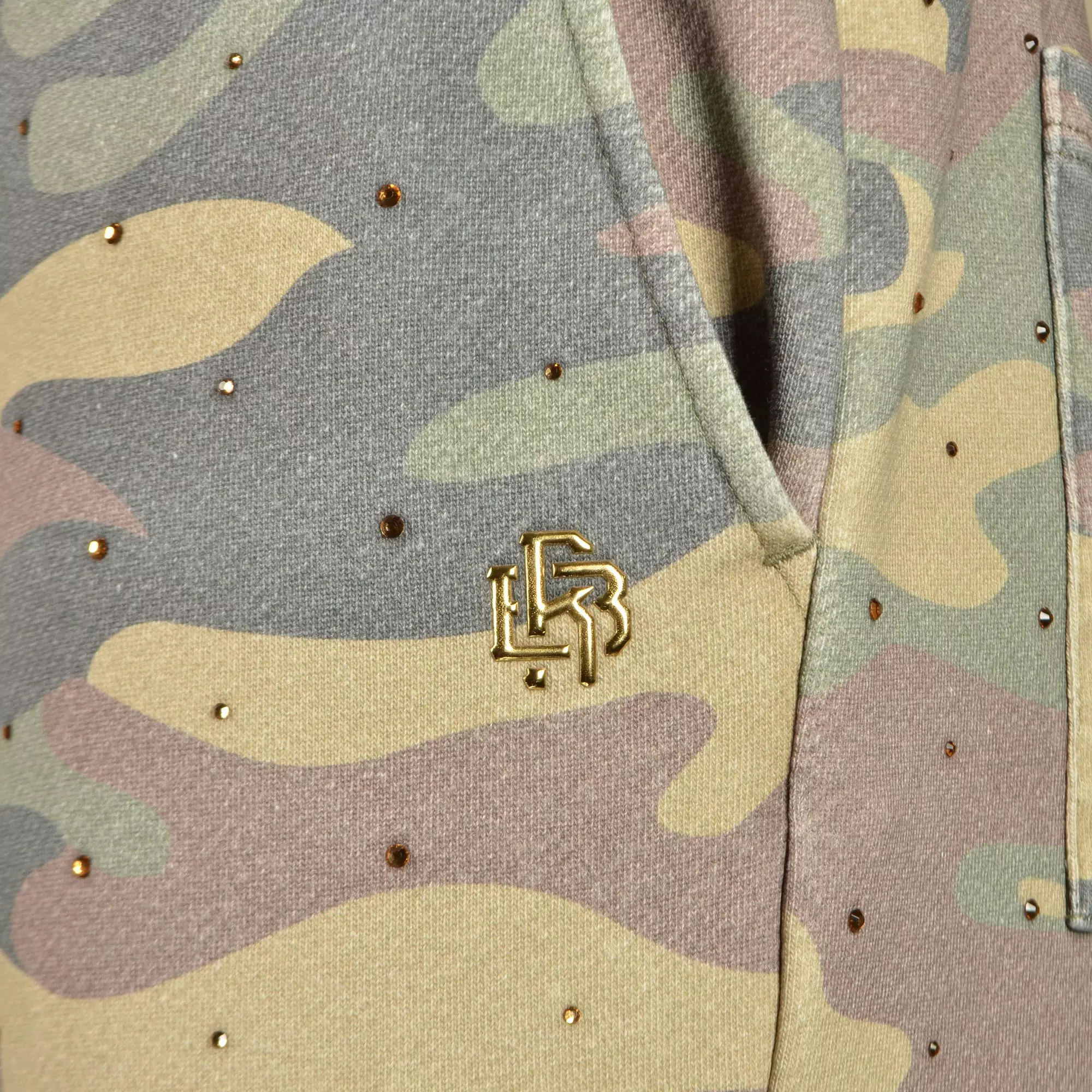 WASHED RHINESTONE STACKED PNT CAMO - CAMOUFLAGE