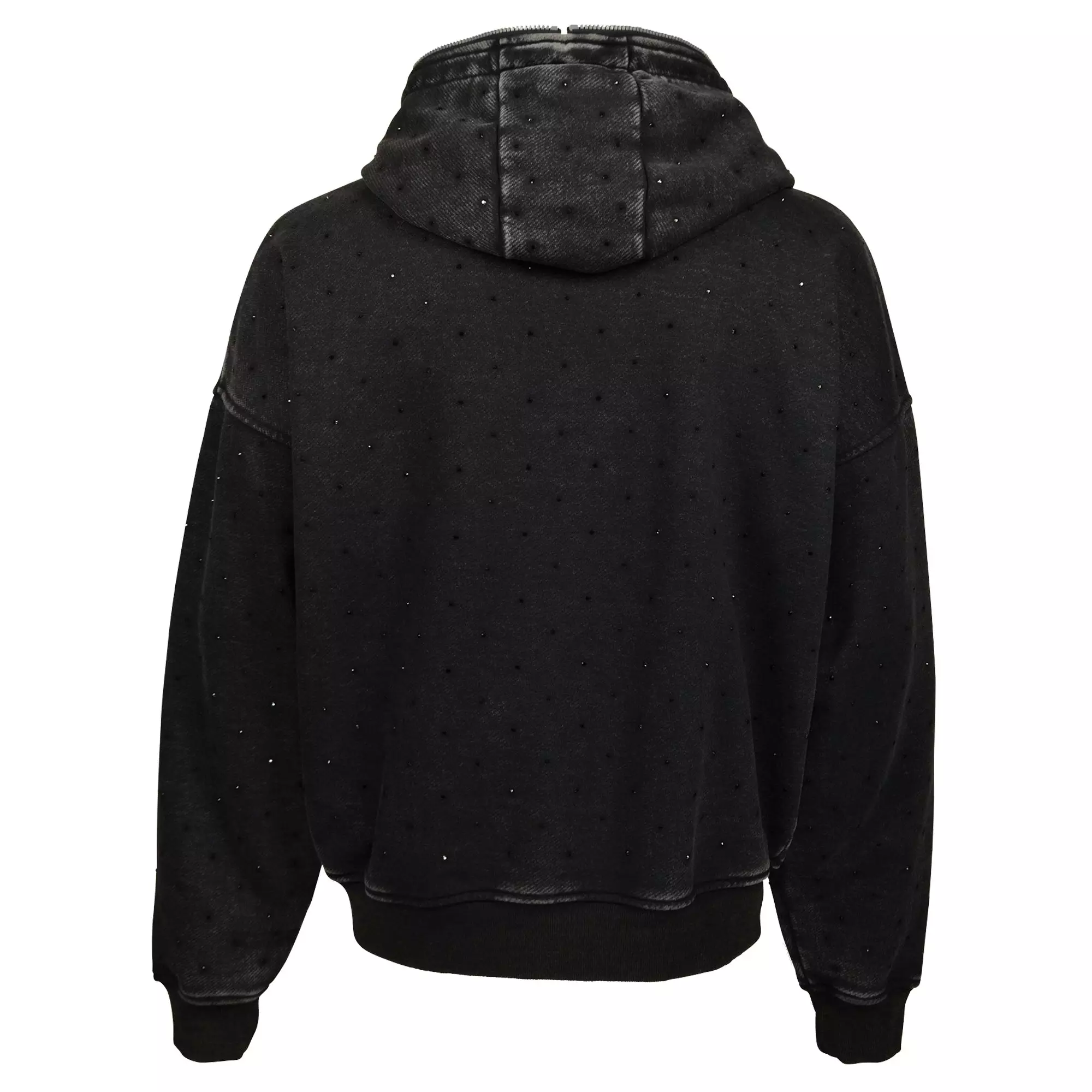 WASHED RHINESTONE HOOD BLACK - BLACK