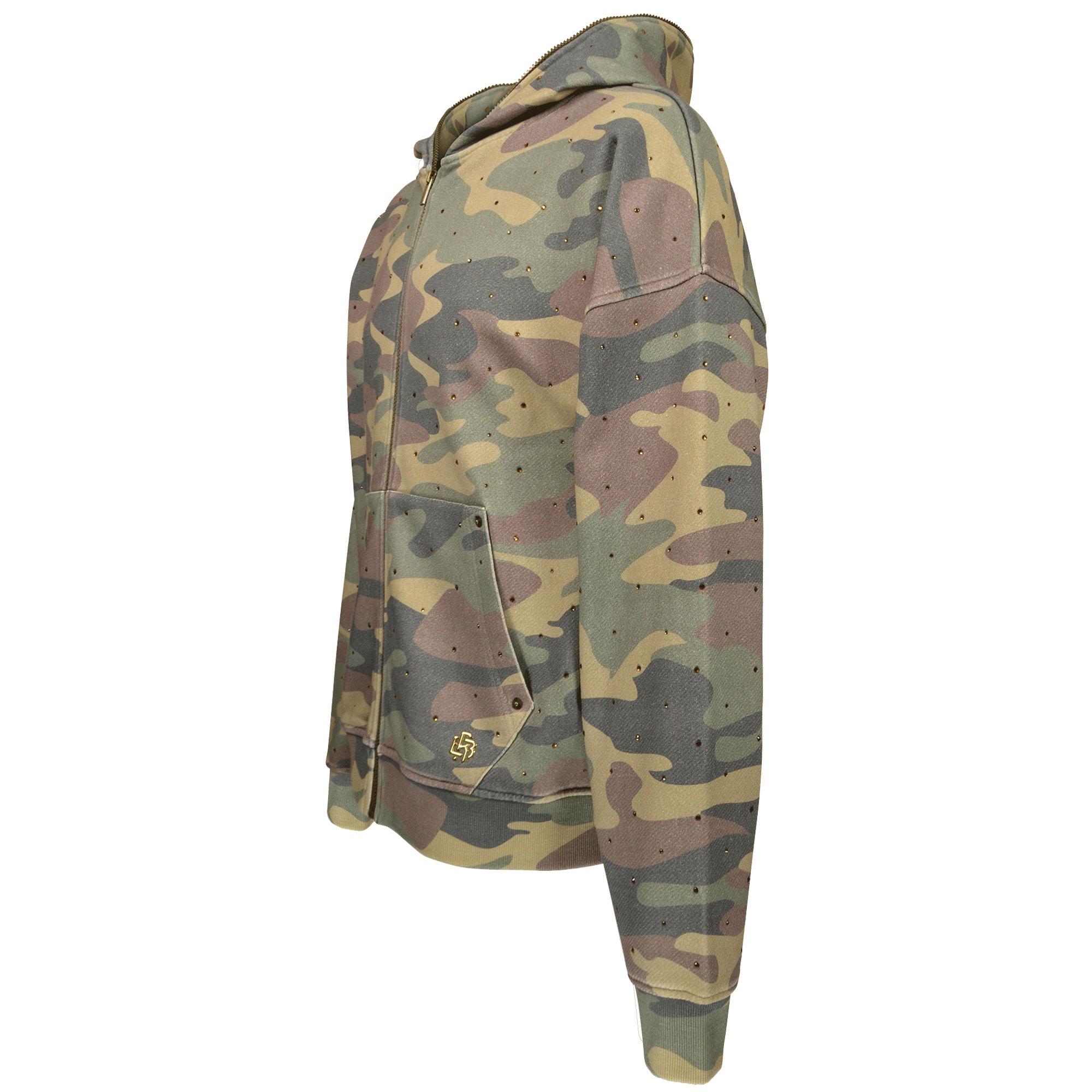 WASHED RHINESTONE HOOD CAMO - CAMOUFLAGE