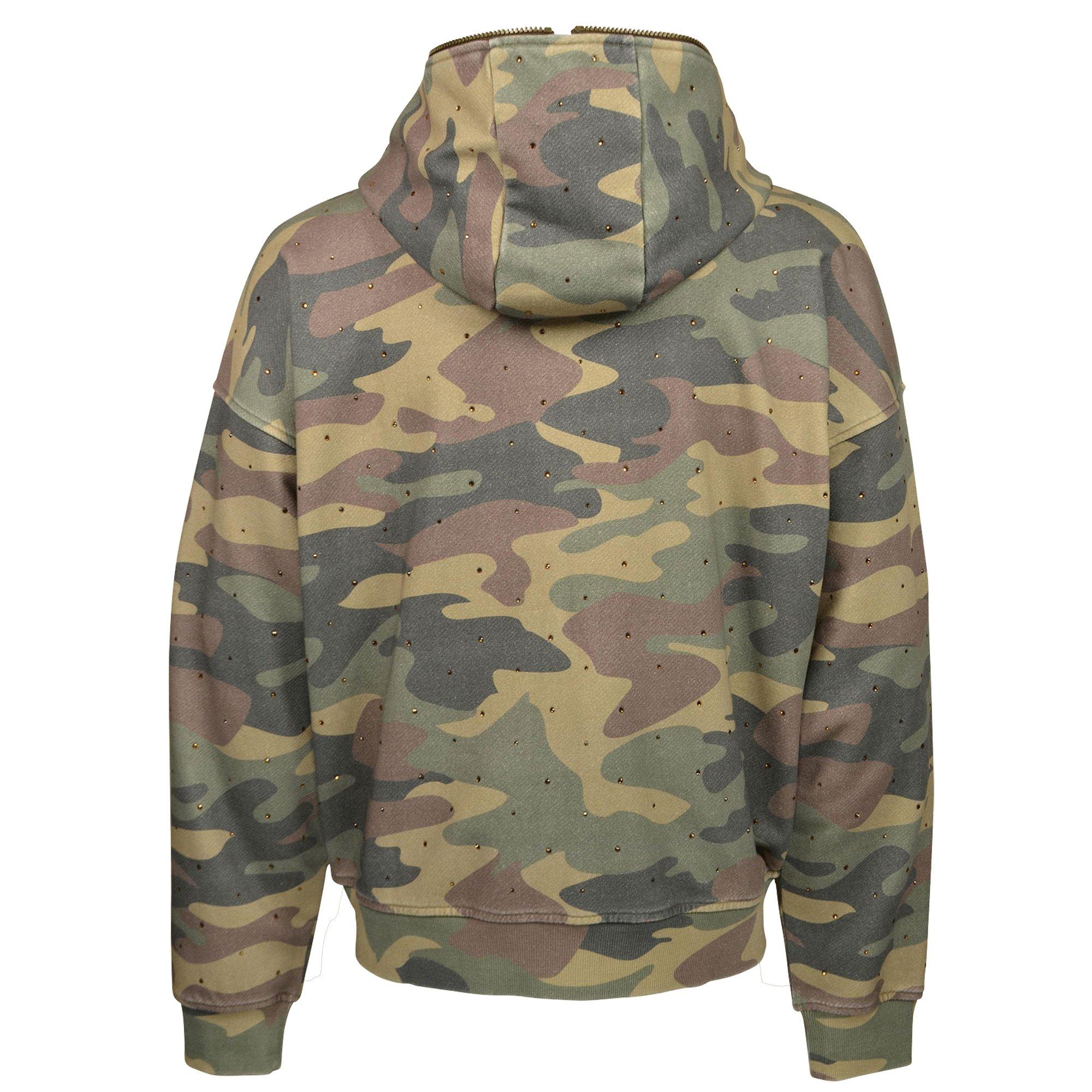 WASHED RHINESTONE HOOD CAMO - CAMOUFLAGE