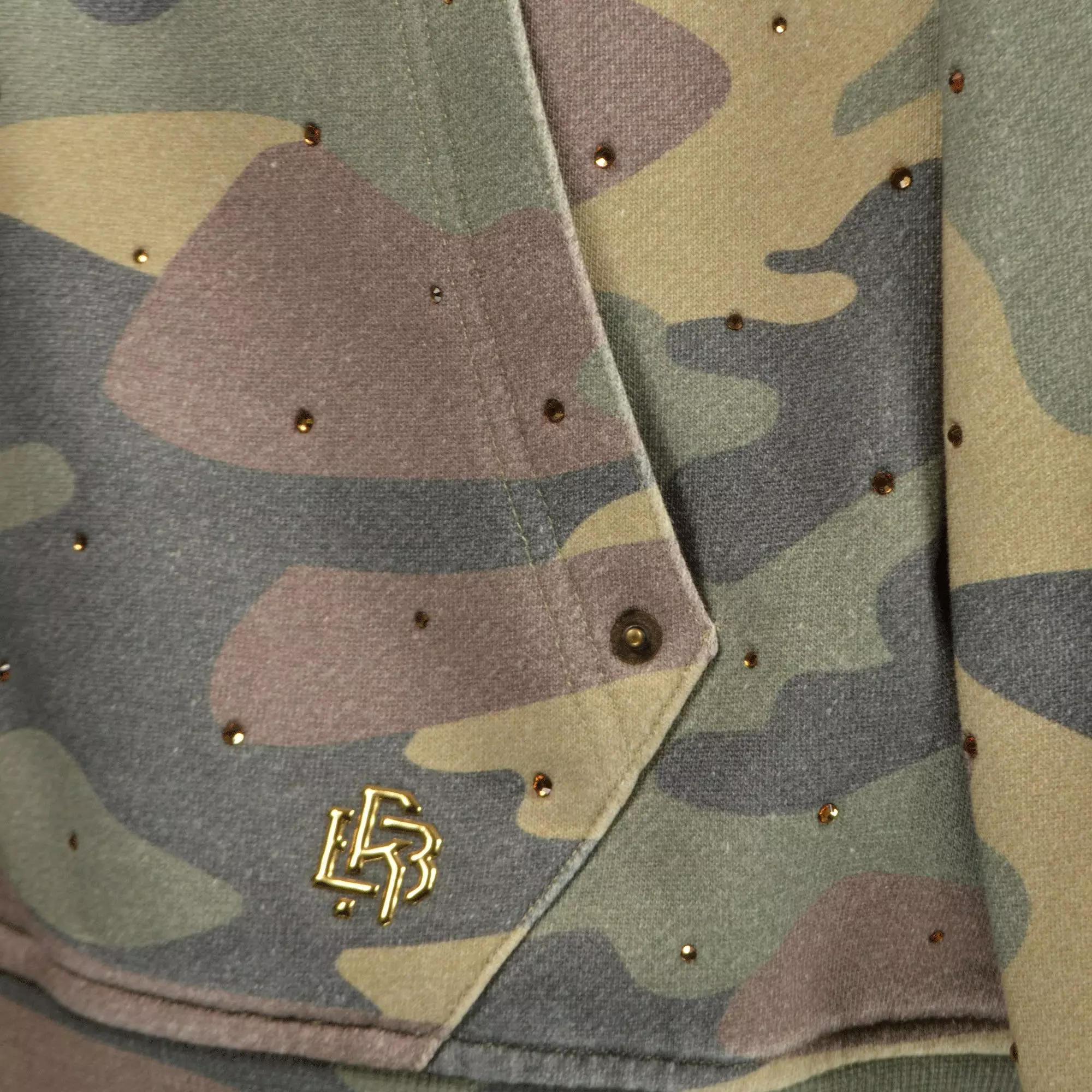 WASHED RHINESTONE HOOD CAMO - CAMOUFLAGE