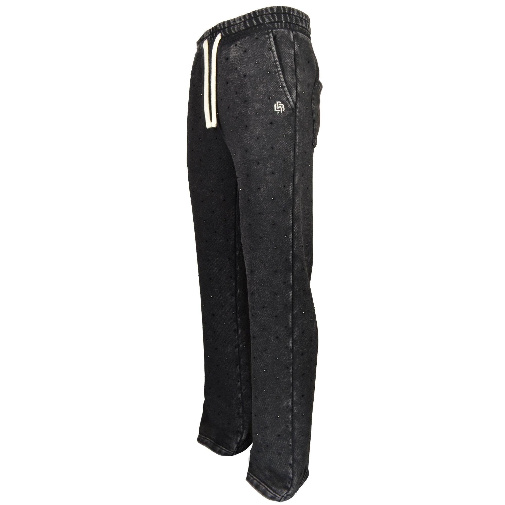 WASHED RHINESTONE STACKED PNT BLACK - BLACK