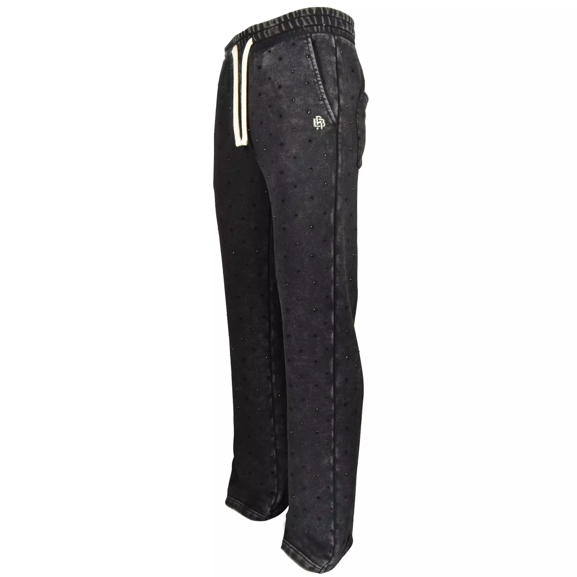 WASHED RHINESTONE STACKED PNT BLACK - BLACK