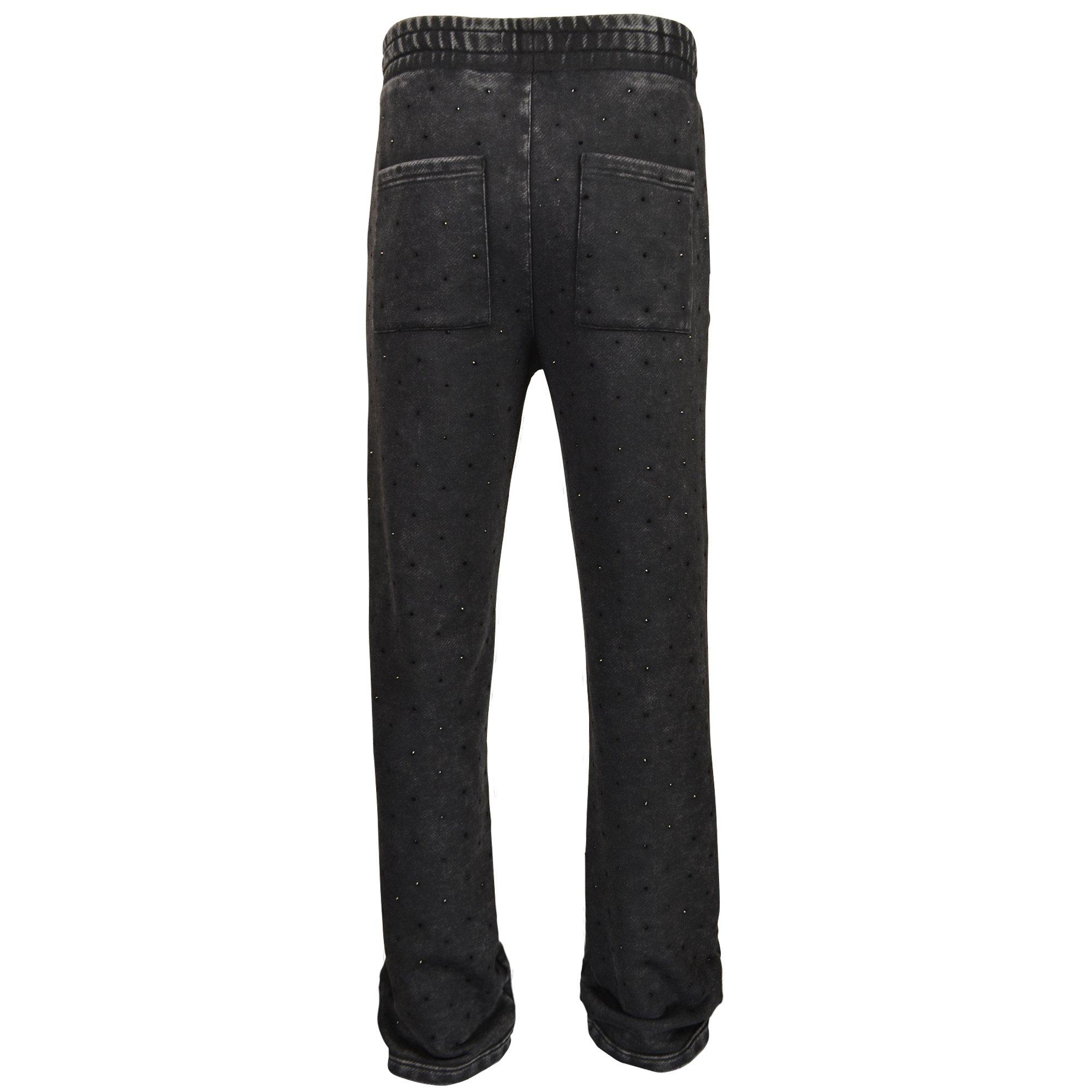 WASHED RHINESTONE STACKED PNT BLACK - BLACK