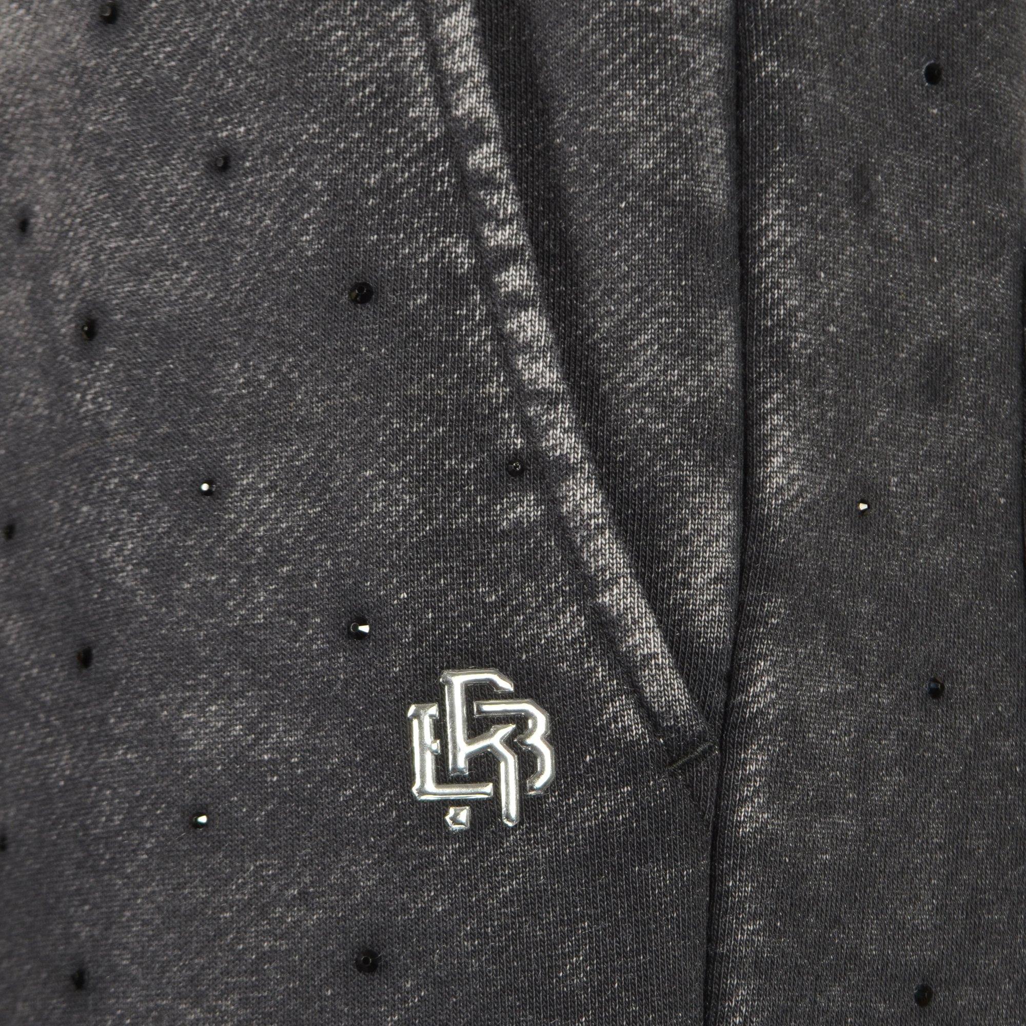 WASHED RHINESTONE STACKED PNT BLACK - BLACK