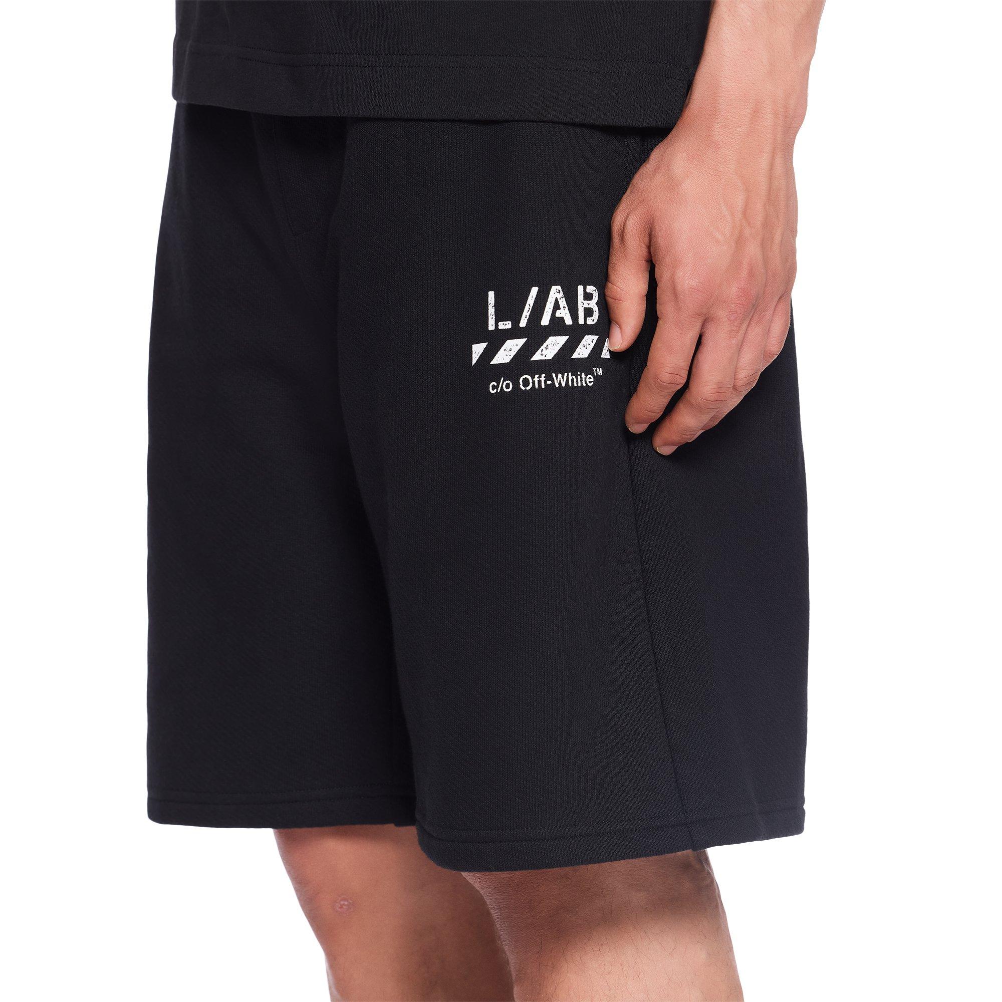 L/AB c/o Off-White Men's Diagonal Open Hem Shorts - BLACK