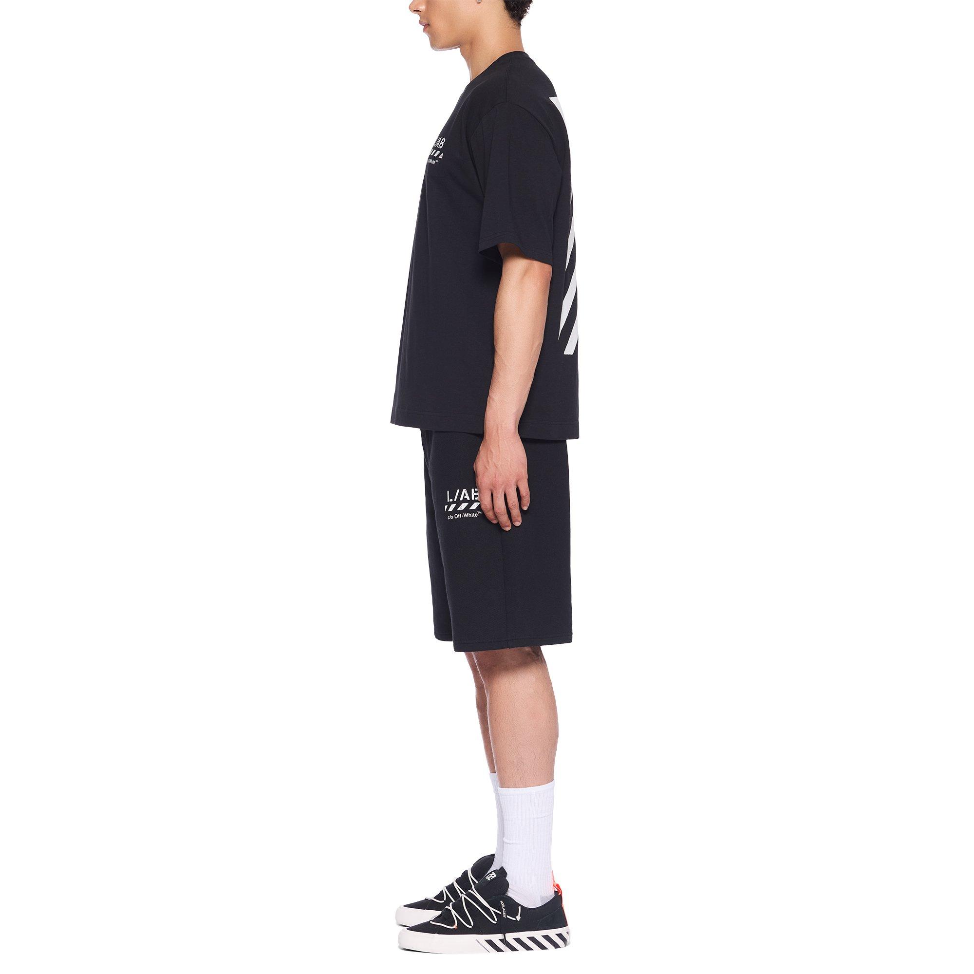L/AB c/o Off-White Men's Diagonal Open Hem Shorts - BLACK