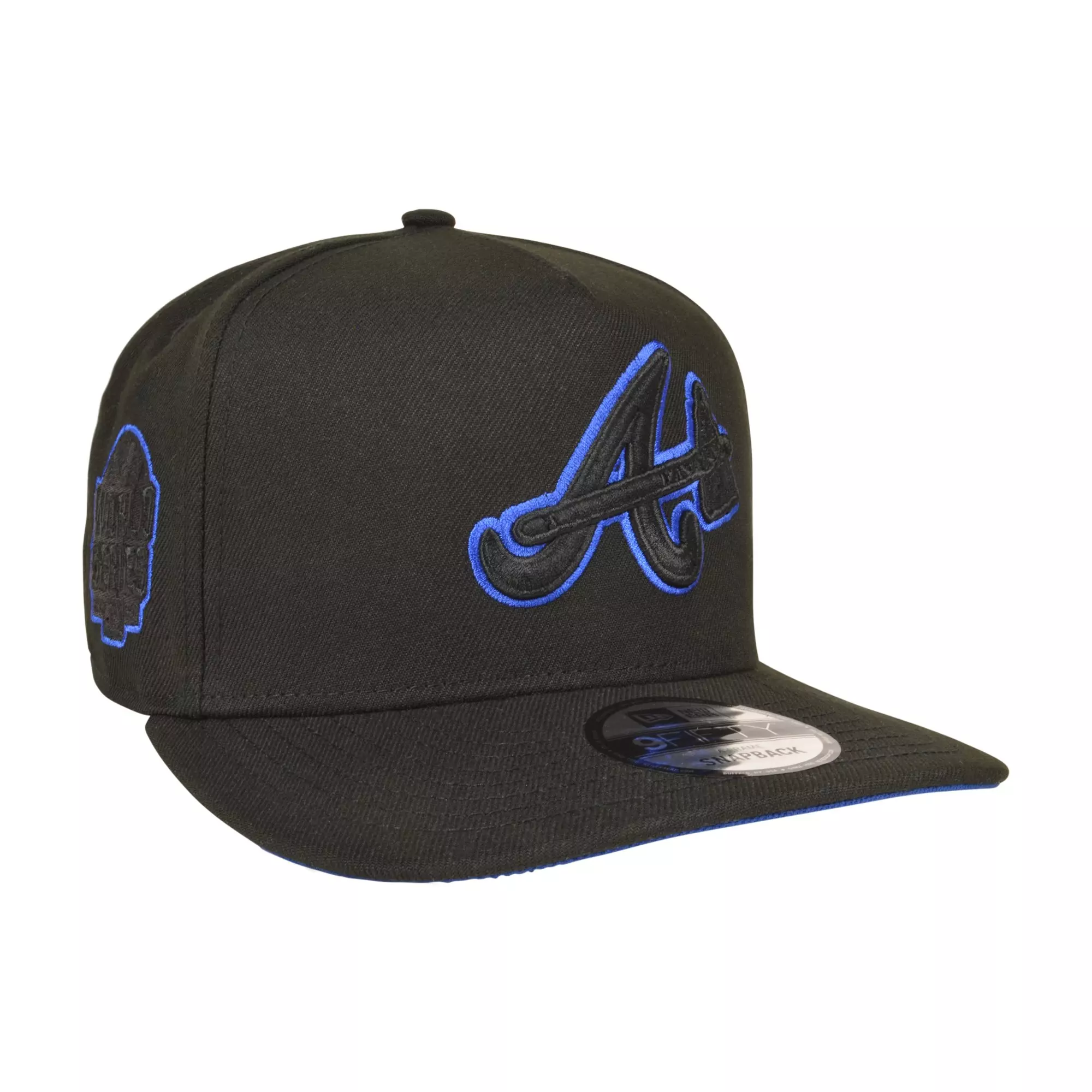 New Era Atlanta Braves 9FIFTY A-Frame Outline Snapback Hat - Black/Royal - BLACK/ROYAL