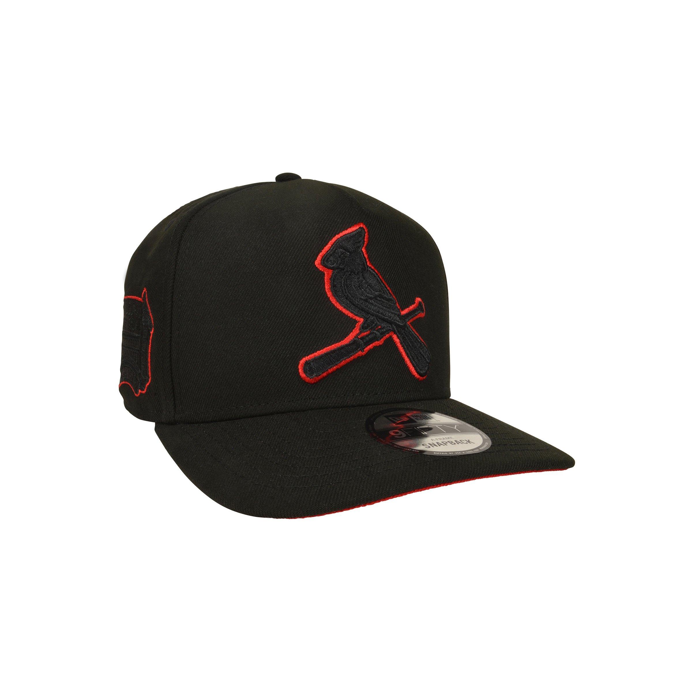 New Era St. Louis Cardinals 9FIFTY A-Frame Outline Snapback Hat - Black/Red - BLACK/RED