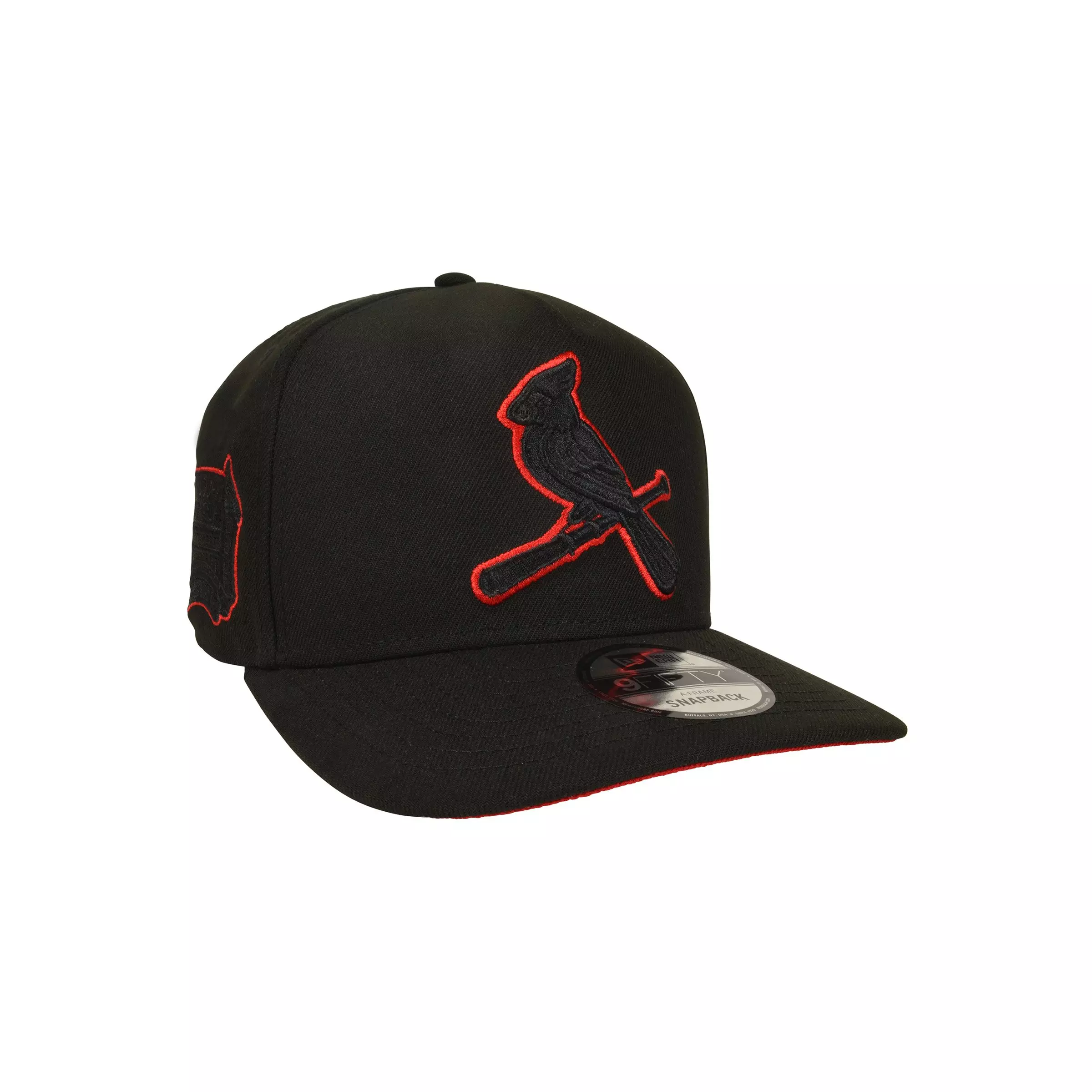 New Era St. Louis Cardinals 9FIFTY A-Frame Outline Snapback Hat - Black/Red - BLACK/RED