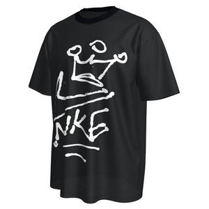 M NK DRAWING CROWN SWOOSH TEE - BLACK - BLACK
