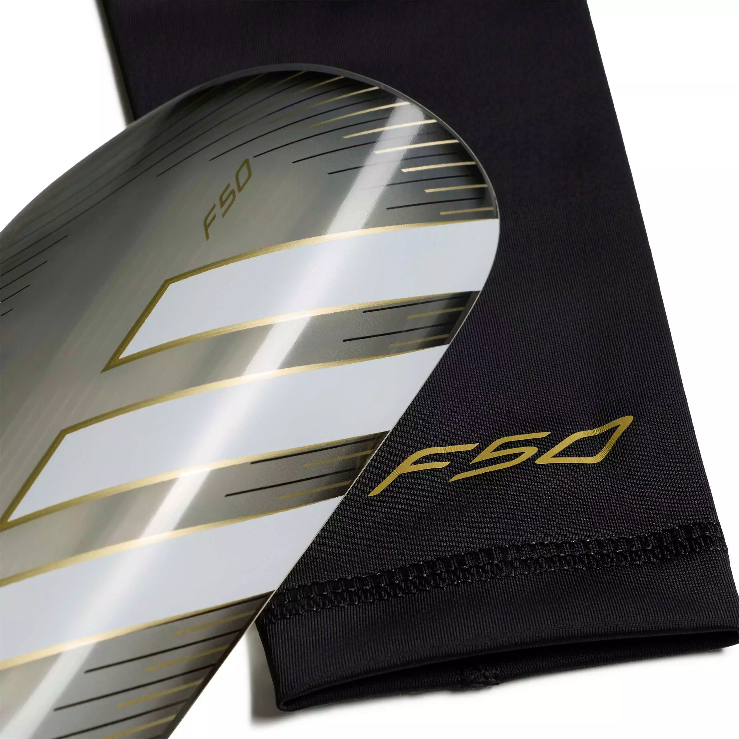 adidas F50 League Soccer Shin Guards - Carbon/Black/Gold Metallic - CARBON