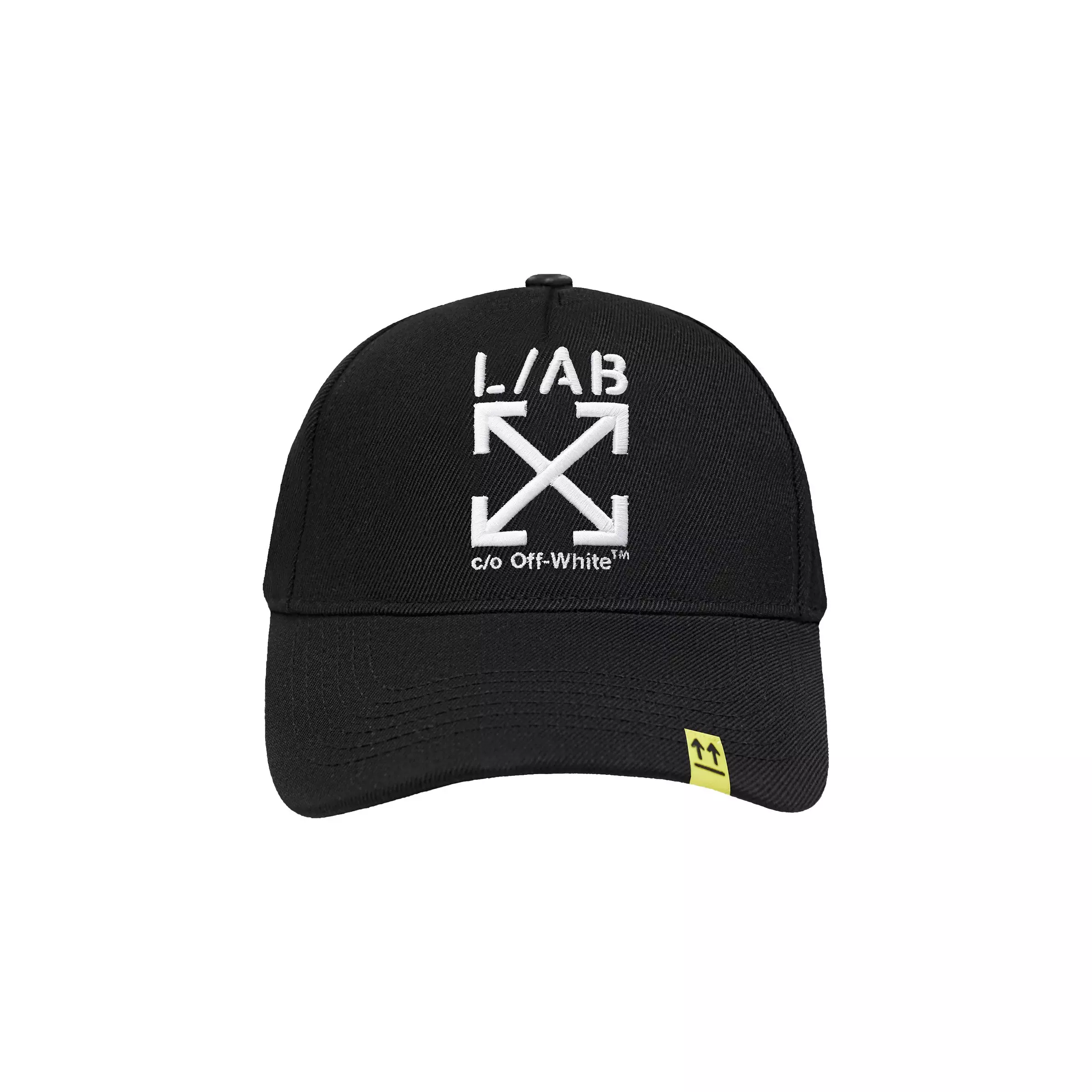 L/AB c/o Off-White Pinch Front Snapback Hat - Black - BLACK