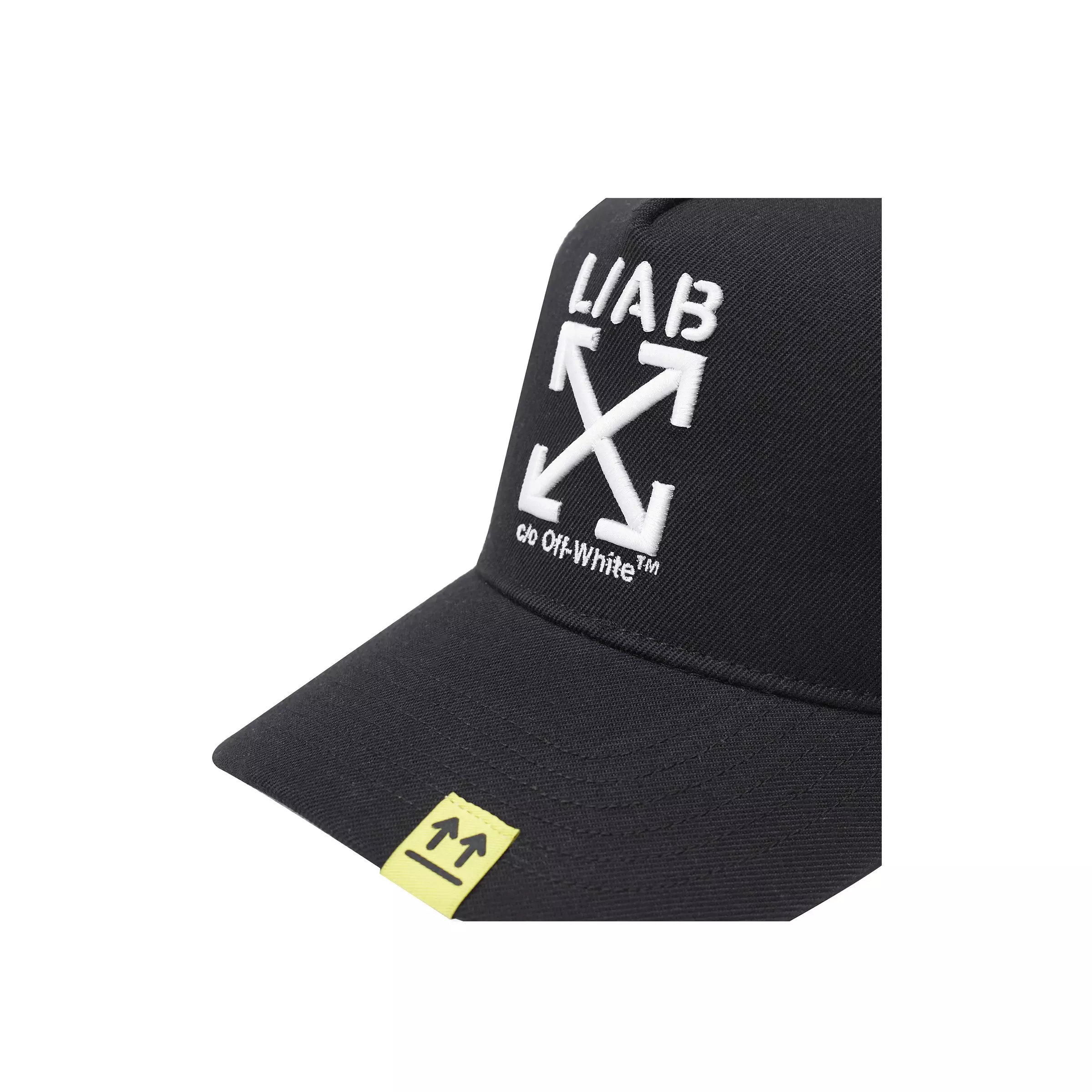 L/AB c/o Off-White Pinch Front Snapback Hat - Black - BLACK
