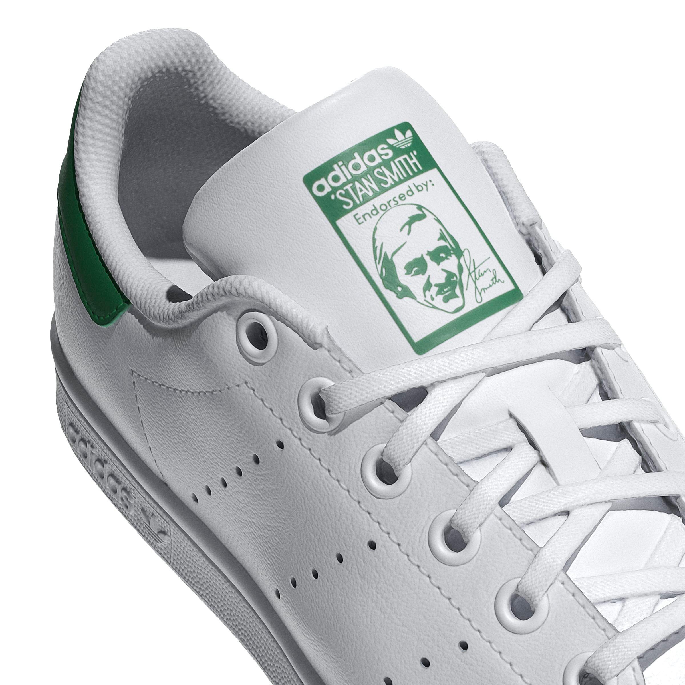 adidas Originals Stan Smith OG "White/Green" Grade School Boys' Shoe - WHITE