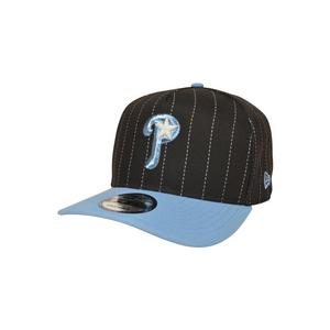 New Era Philadelphia Phillies 9FIFTY A-Frame Pinstripe Snapback Hat - Black/Light Blue - BLACK/LT BLUE