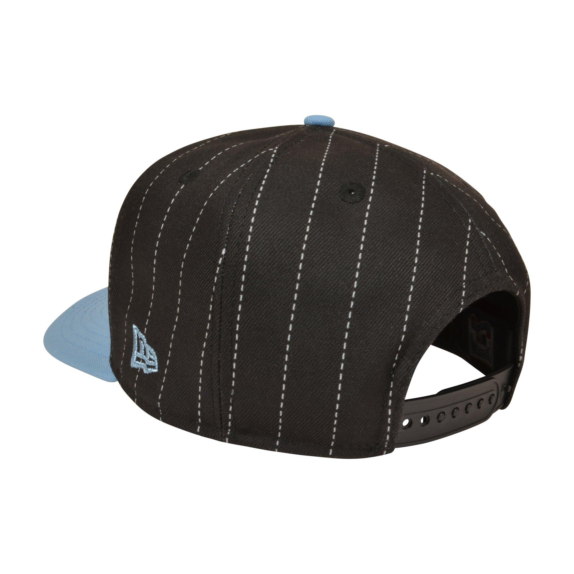 New Era Philadelphia Phillies 9FIFTY A-Frame Pinstripe Snapback Hat - Black/Light Blue - BLACK/LT BLUE