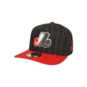 New Era Montreal Expos 9FIFTY A-Frame Pinstripe Snapback Hat - Black/Red - BLACK/RED