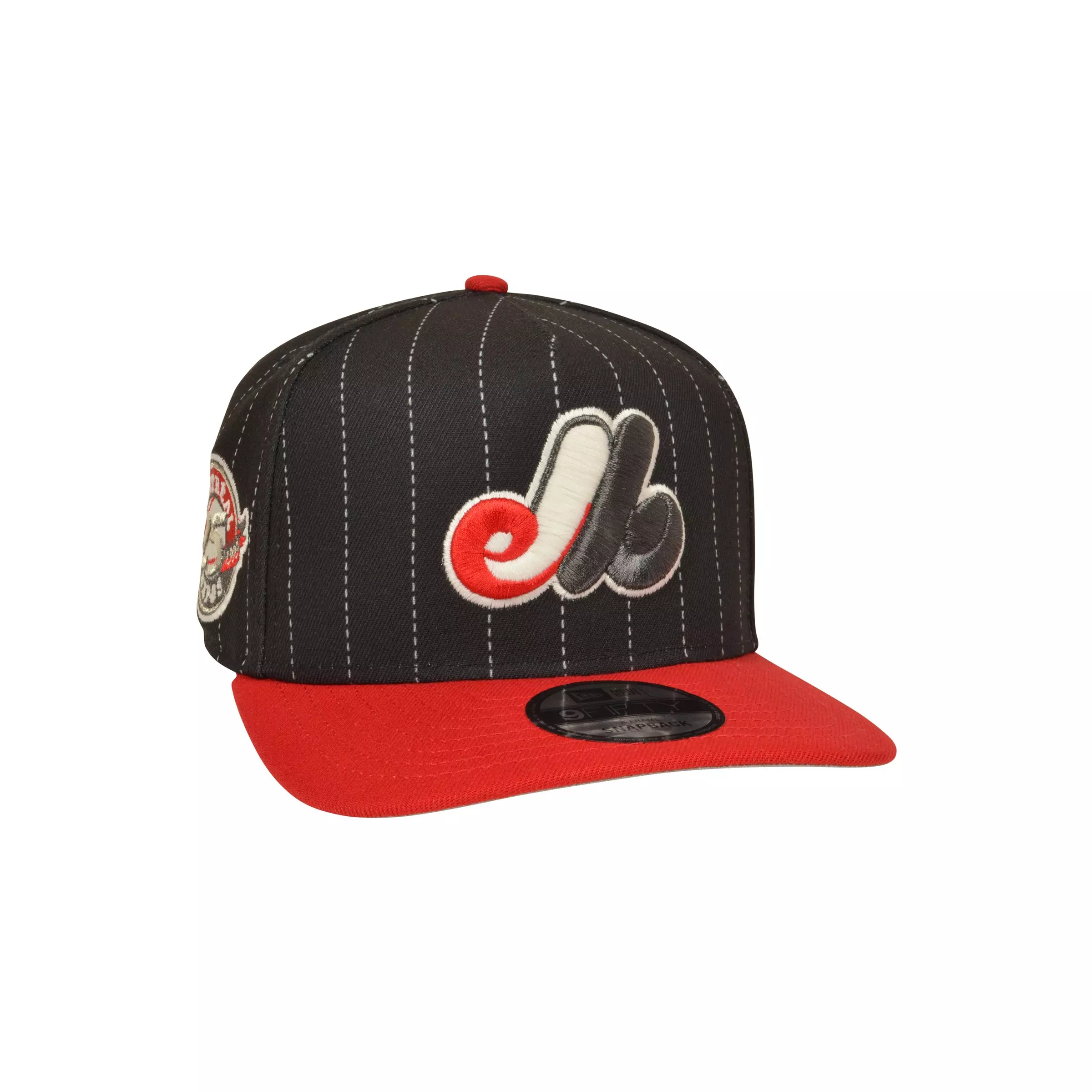 New Era Montreal Expos 9FIFTY A-Frame Pinstripe Snapback Hat - Black/Red - BLACK/RED