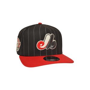 New Era Montreal Expos 9FIFTY A-Frame Pinstripe Snapback Hat - Black/Red - BLACK/RED