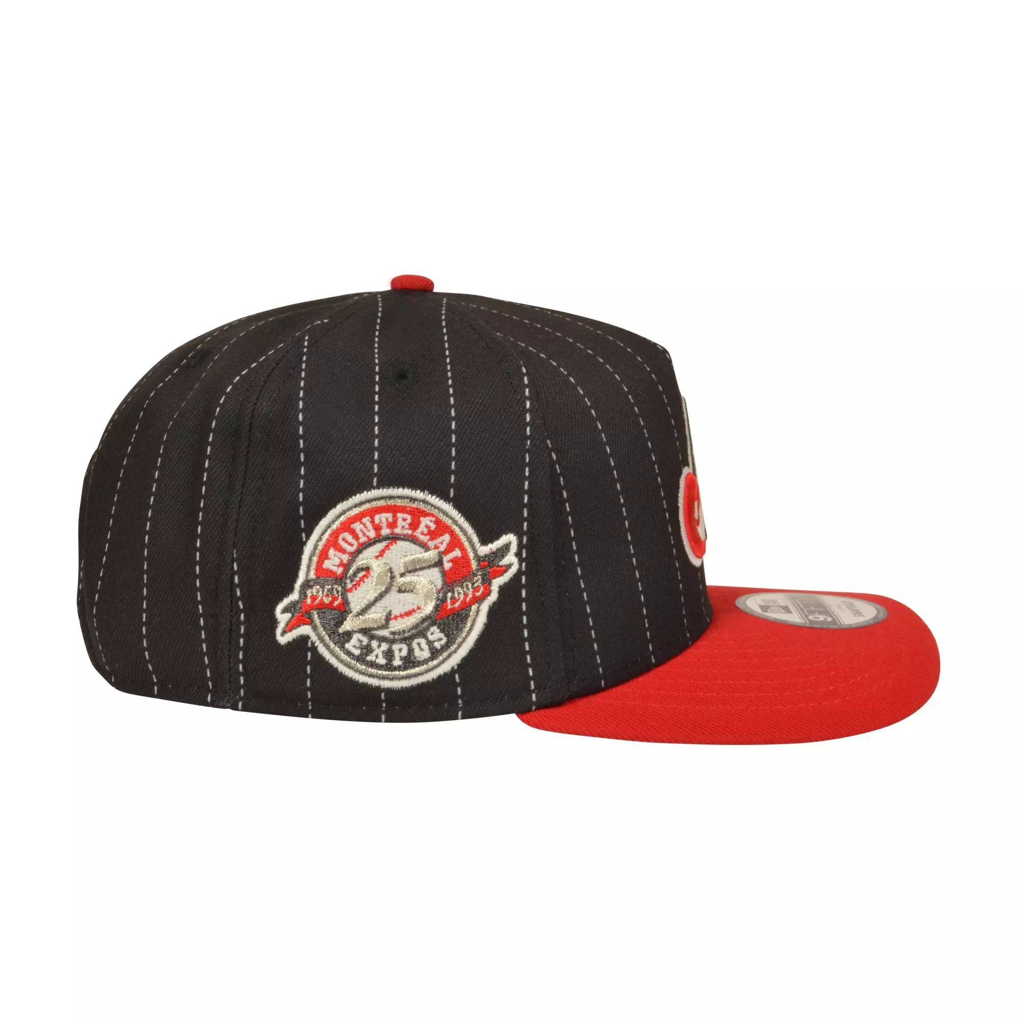 New Era Montreal Expos 9FIFTY A-Frame Pinstripe Snapback Hat - Black/Red - BLACK/RED