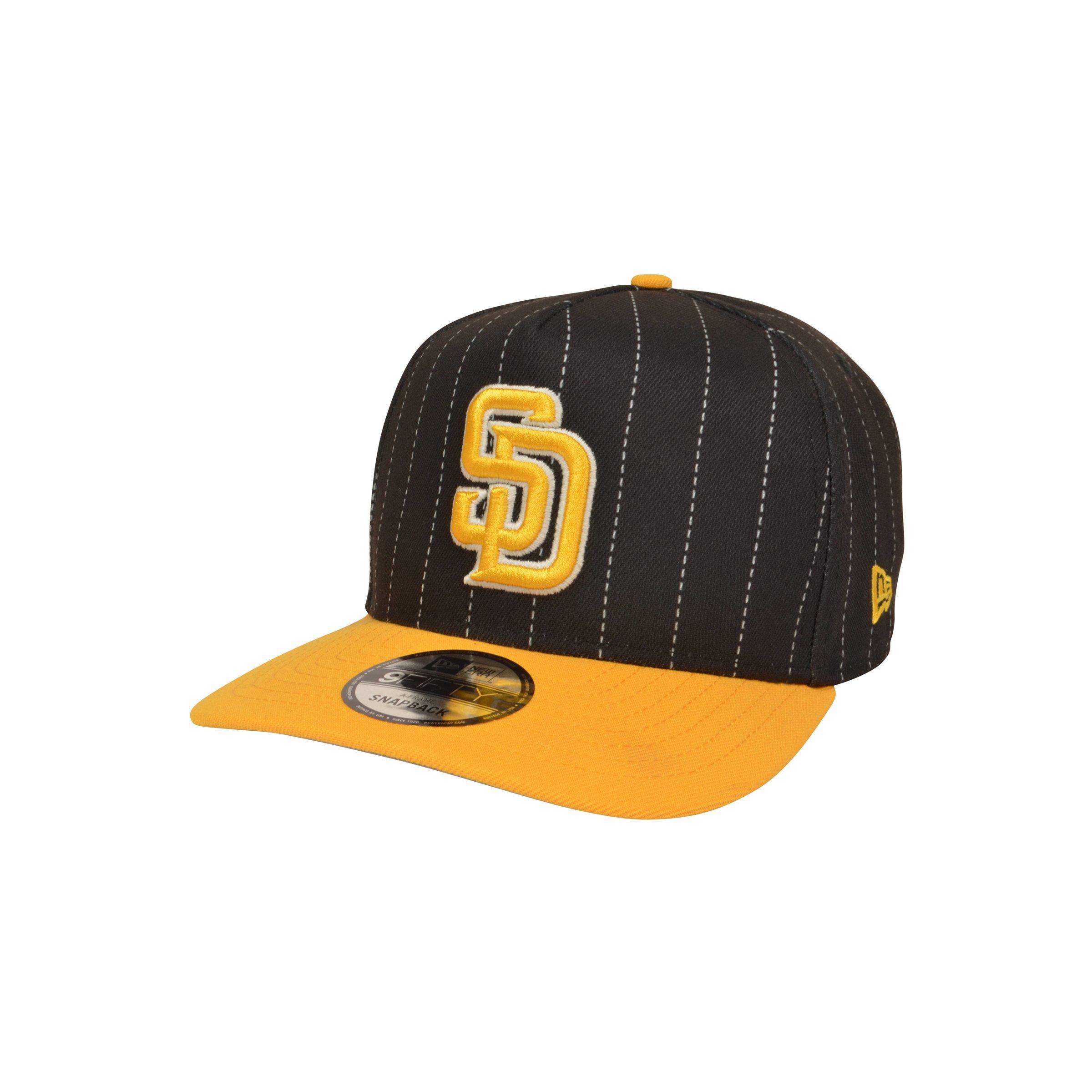 New Era San Diego Padres 9FIFTY A-Frame Pinstripe Snapback Hat - Black/Yellow - BLACK/YELLOW