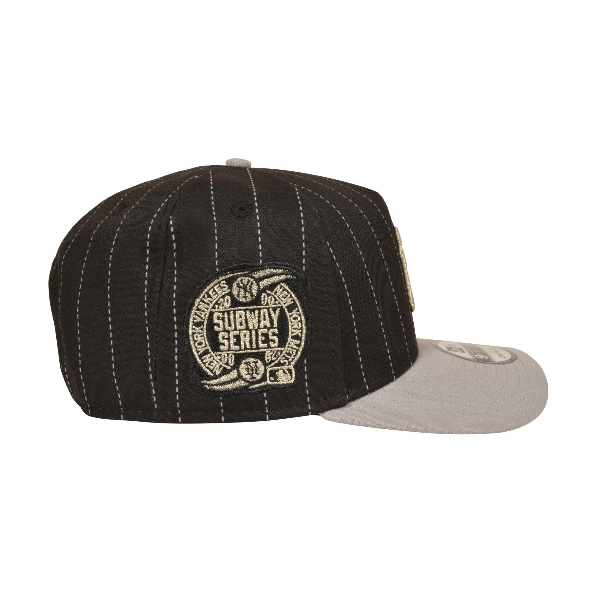 New Era New York Yankees 9FIFTY A-Frame Pinstripe Snapback Hat - Black/Grey - BLACK/GREY