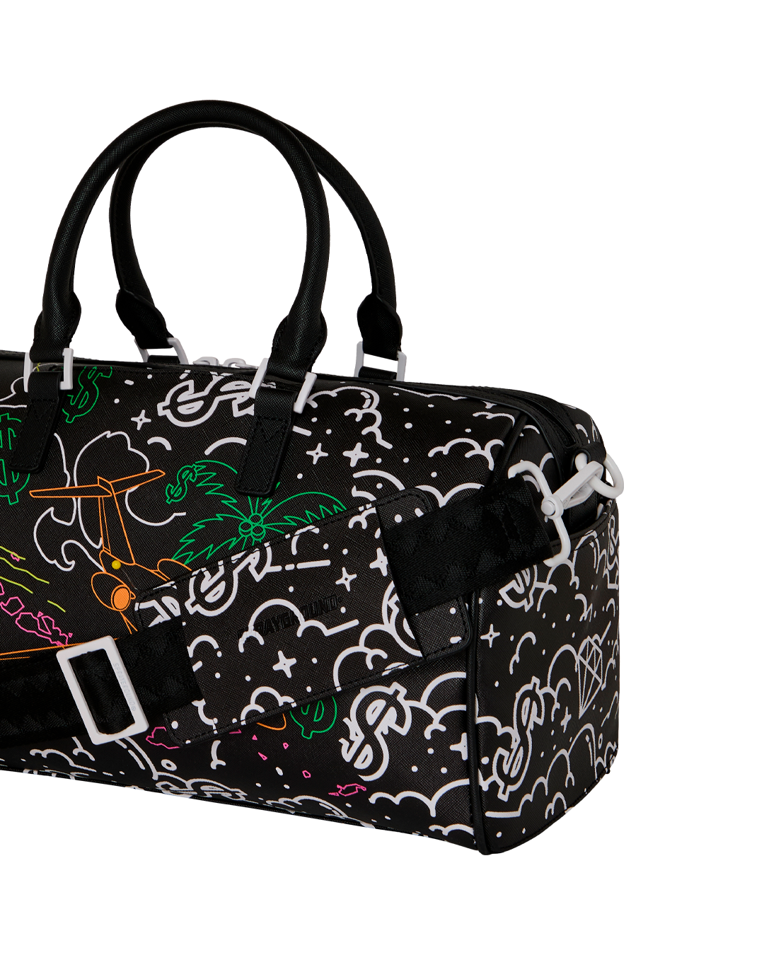 Sprayground Doodle Jet Mini Duffle Bag - Black - BLACK