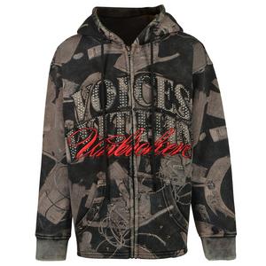 HO26 VOICES WITHIN FZ HOODIE - GREY/RED