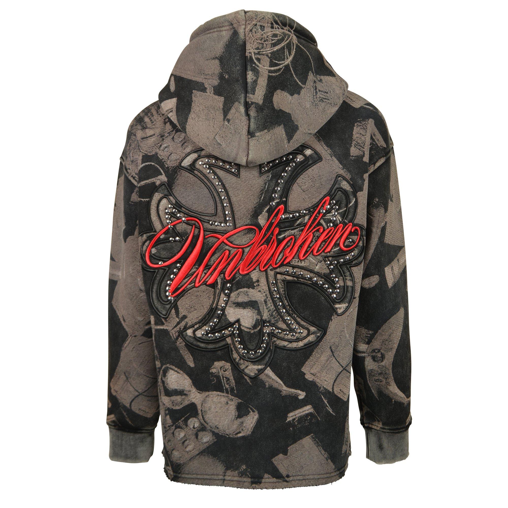 HO26 VOICES WITHIN FZ HOODIE - GREY/RED