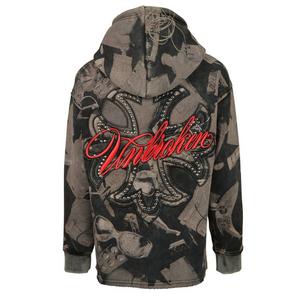 HO26 VOICES WITHIN FZ HOODIE - GREY/RED