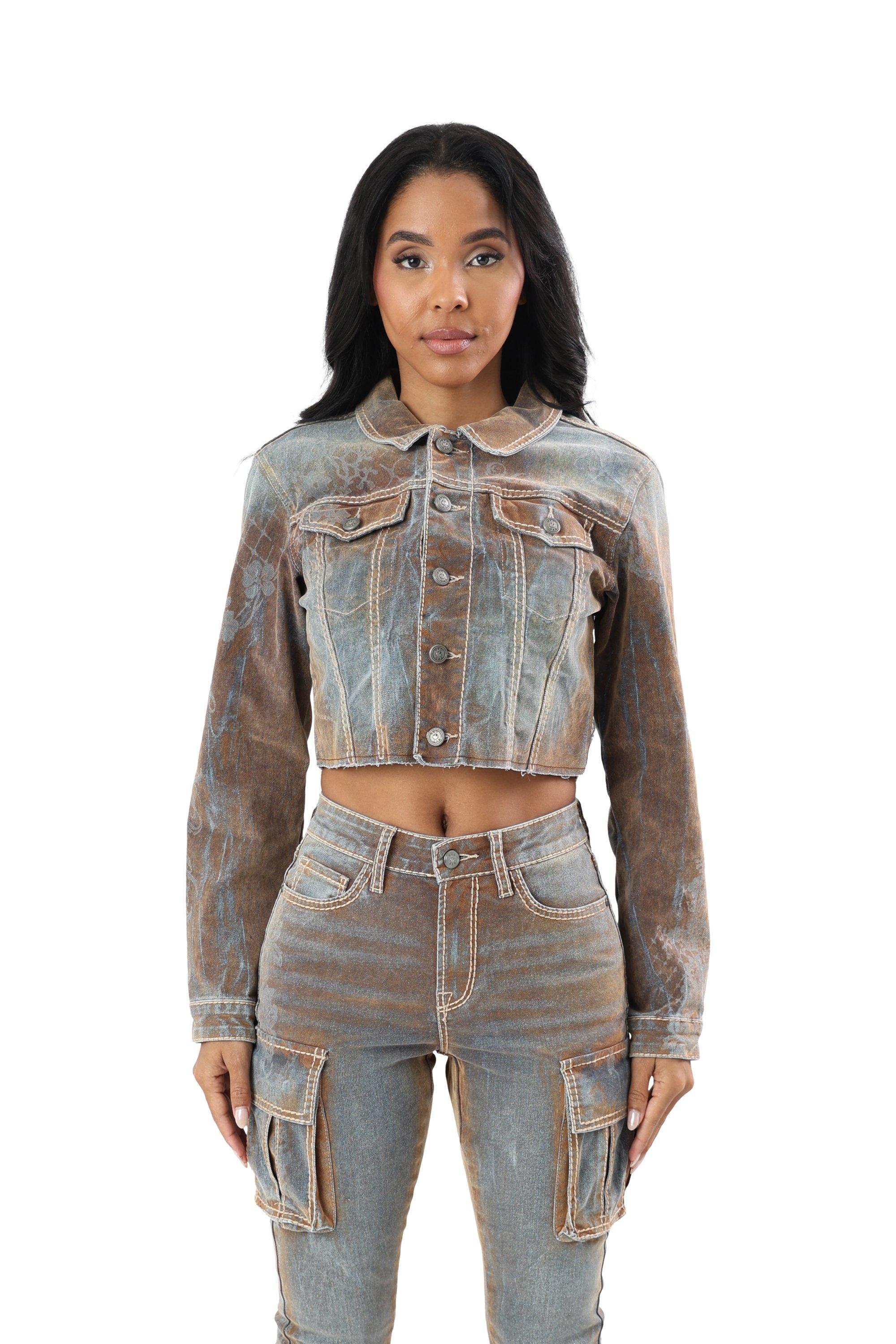 HO26 FLOCKED DENIM JACKET - MULTI-COLOR