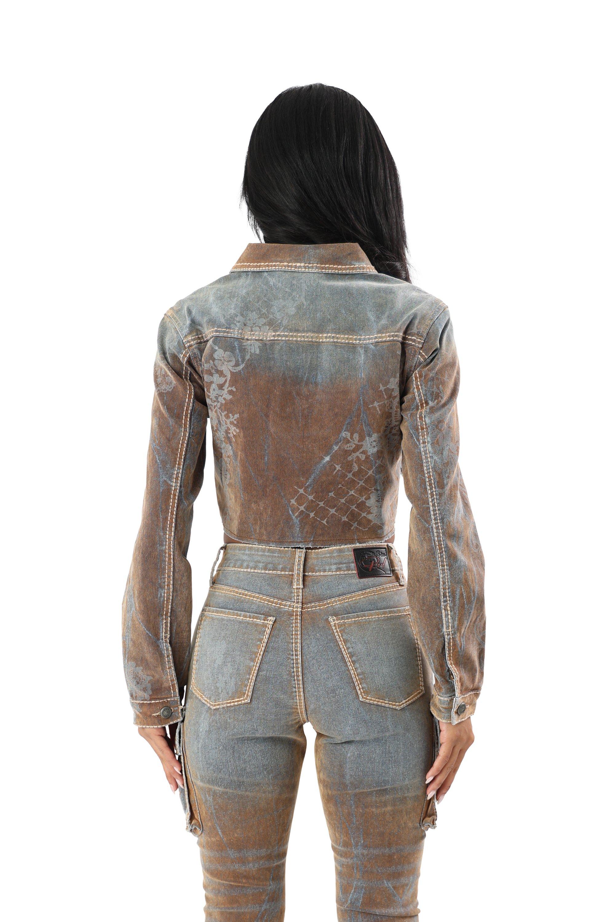 HO26 FLOCKED DENIM JACKET - MULTI-COLOR