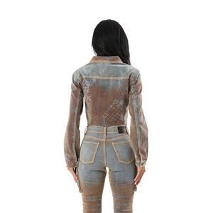 HO26 FLOCKED DENIM JACKET - MULTI-COLOR