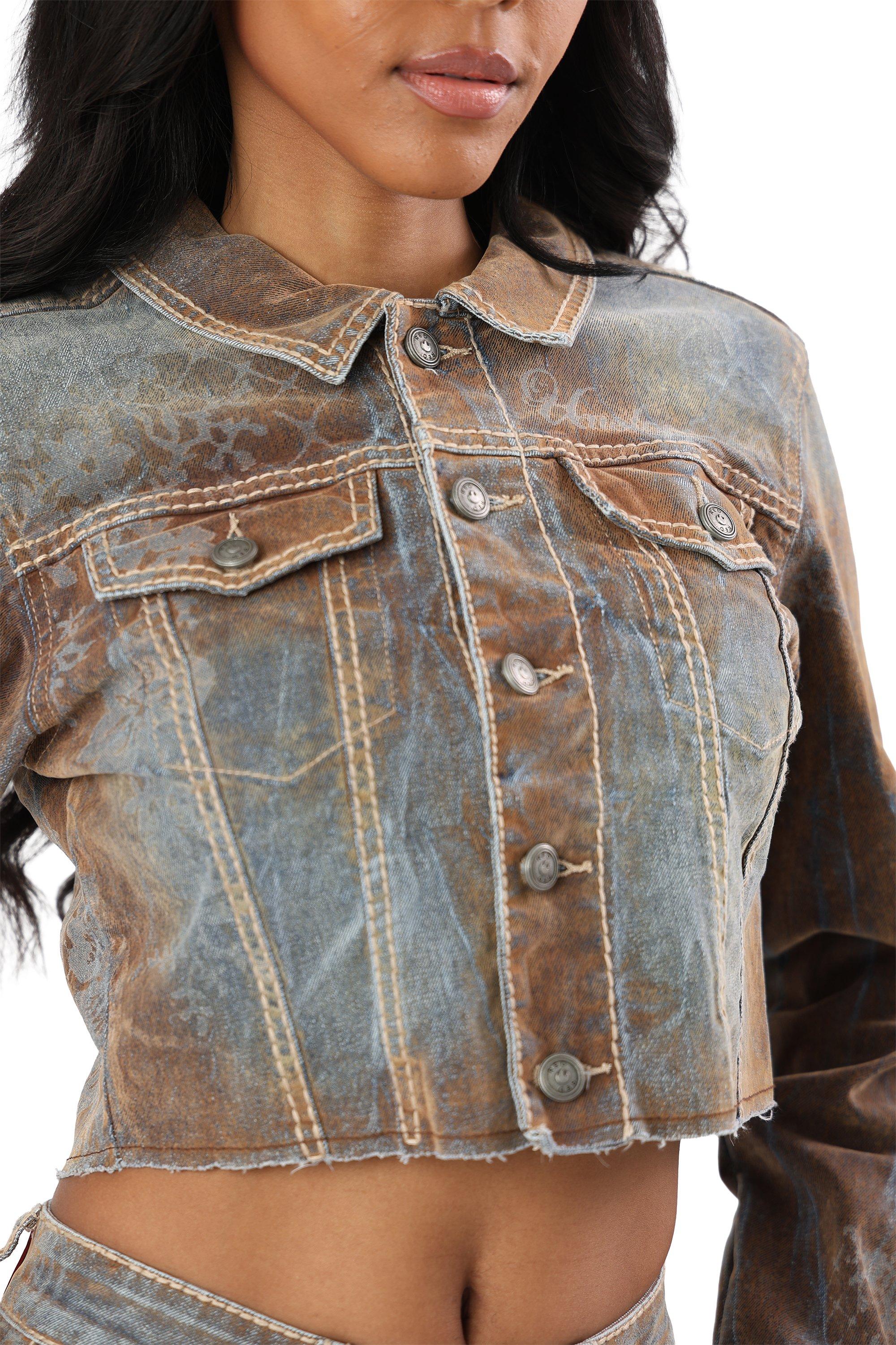 HO26 FLOCKED DENIM JACKET - MULTI-COLOR