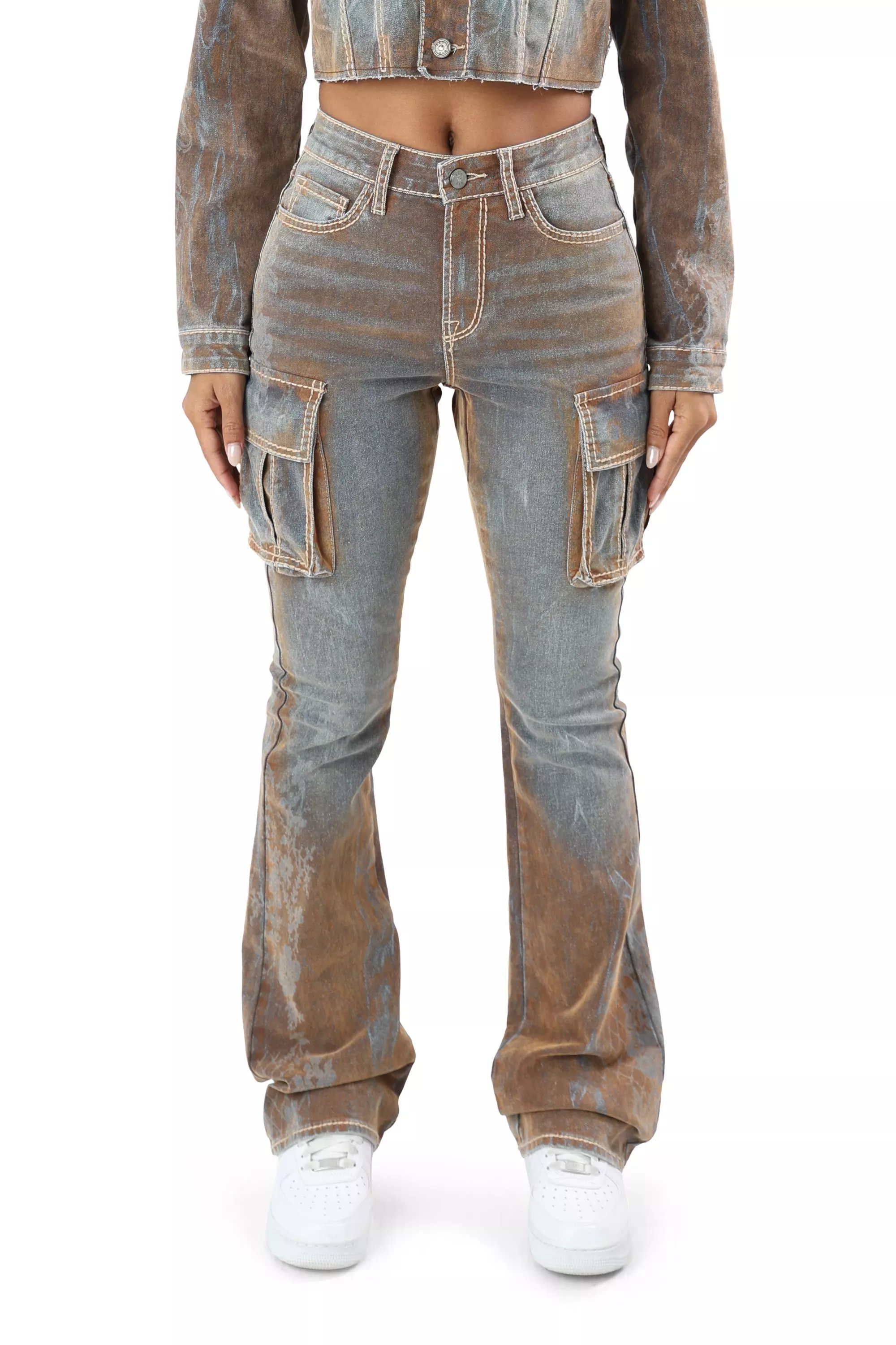 HO26 FLOCKED DENIM PANT - MULTI-COLOR
