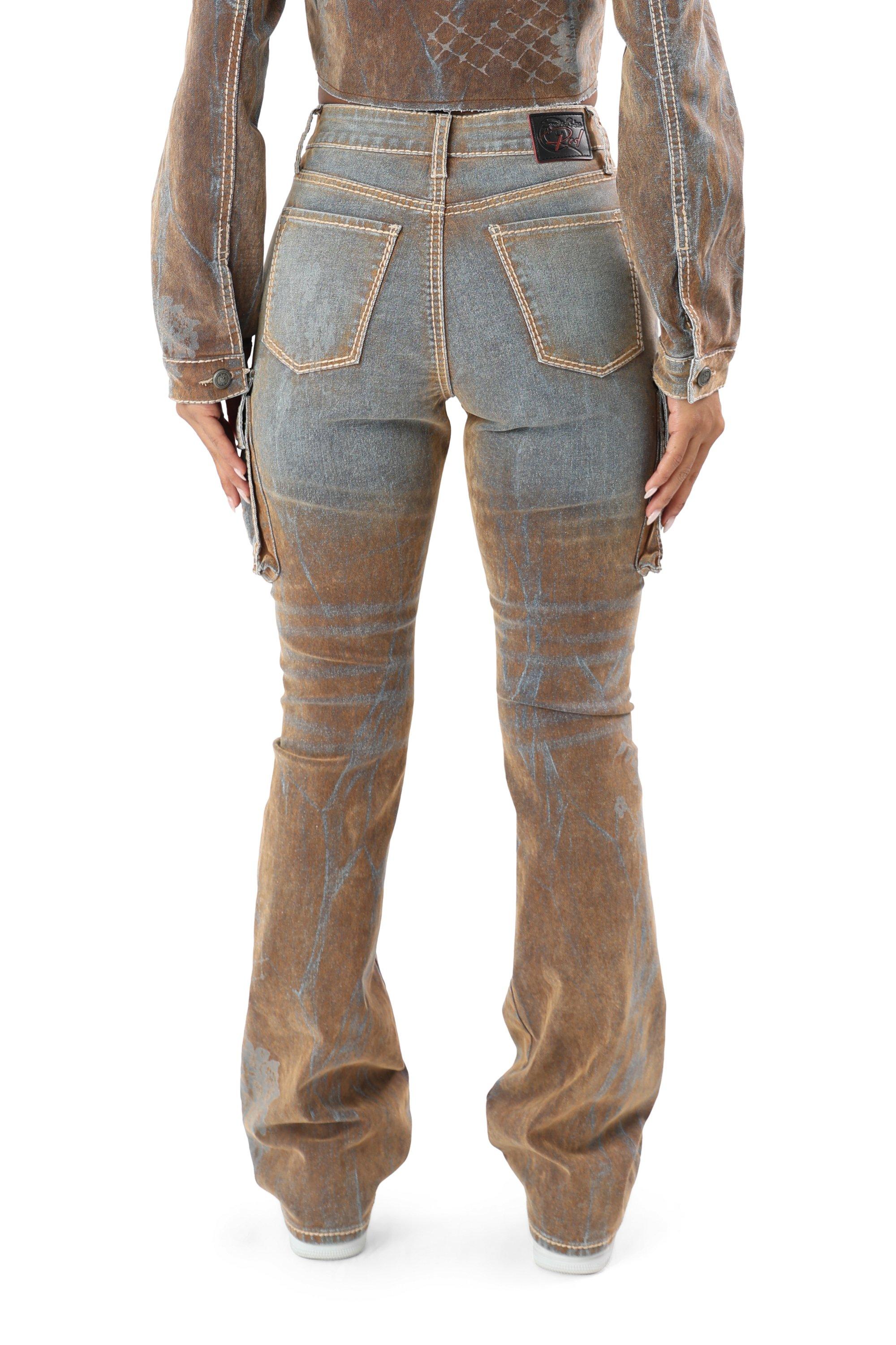 HO26 FLOCKED DENIM PANT - MULTI-COLOR