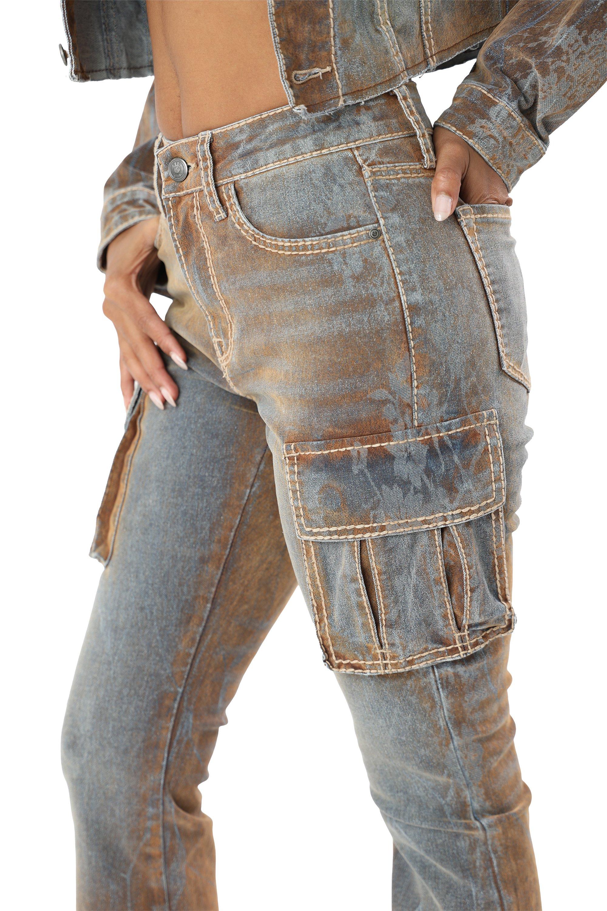 HO26 FLOCKED DENIM PANT - MULTI-COLOR