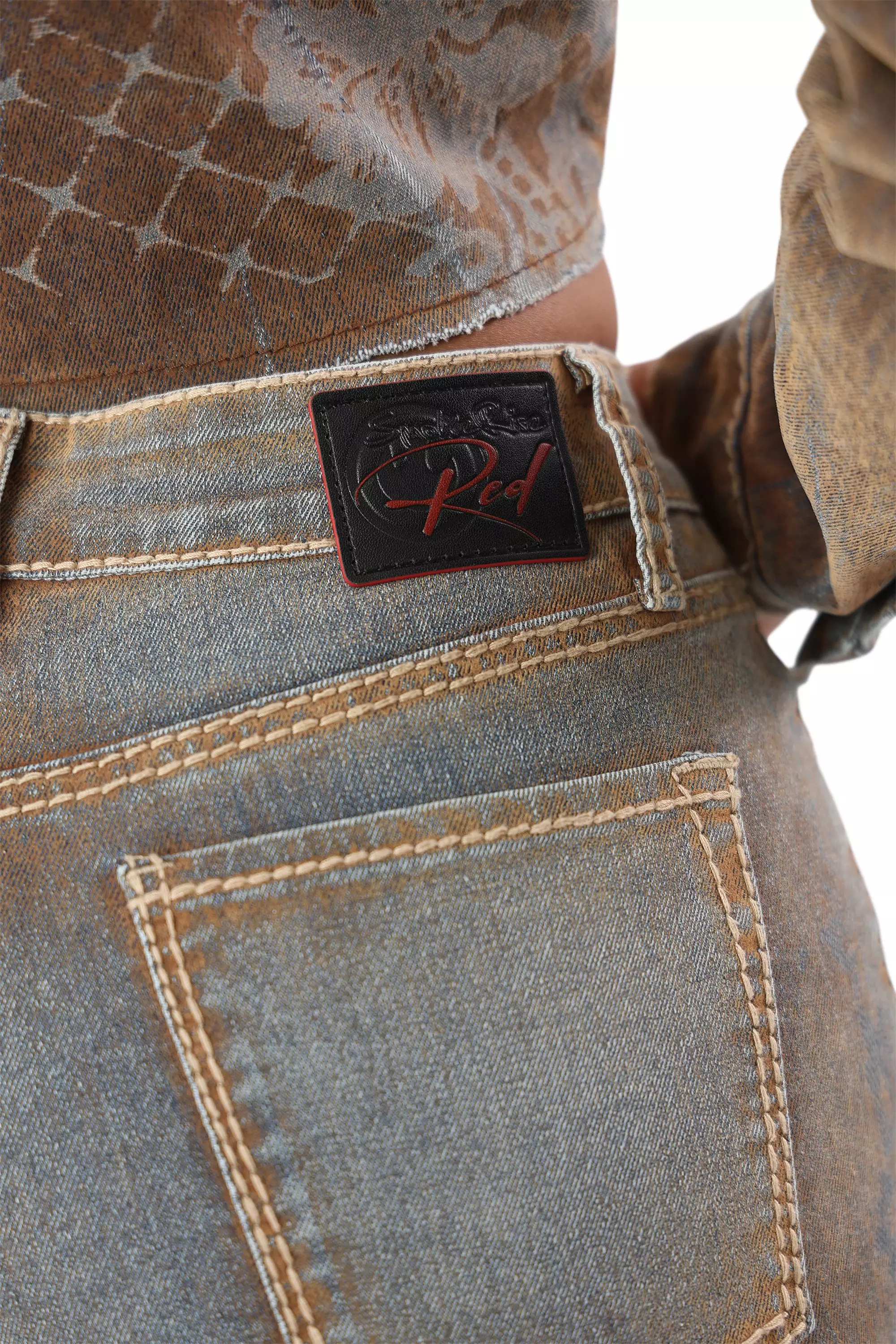 HO26 FLOCKED DENIM PANT - MULTI-COLOR