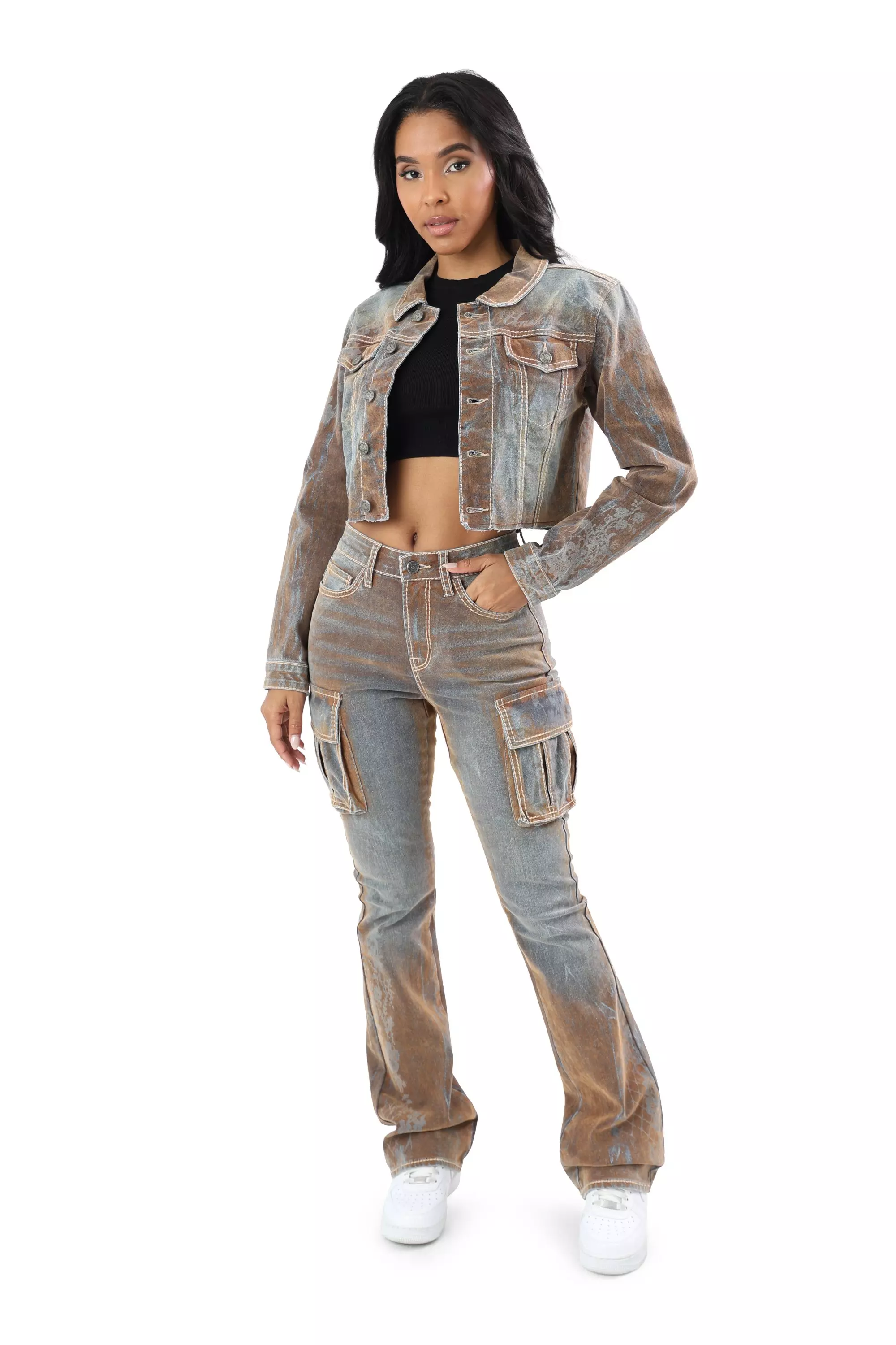 HO26 FLOCKED DENIM PANT - MULTI-COLOR